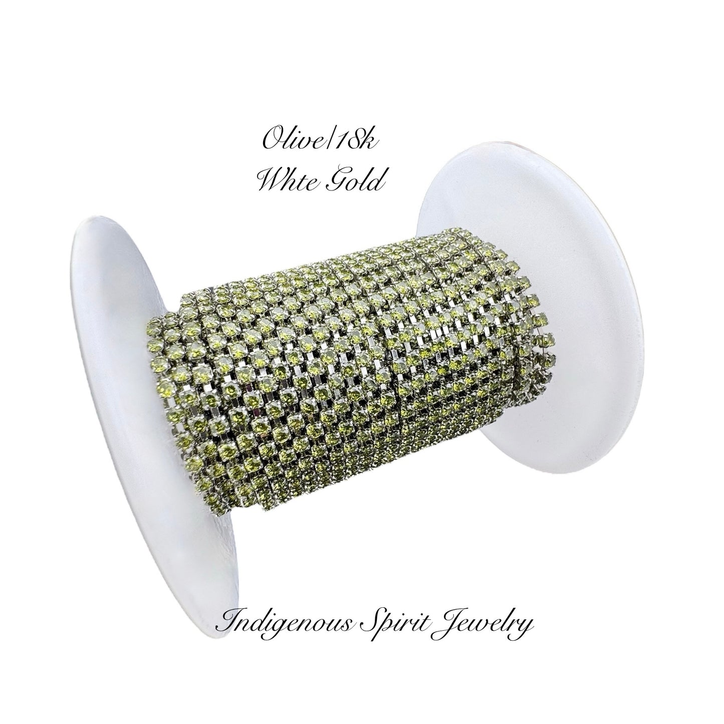 Olive/18k White Gold SS6 Circle Style Cubic Zirconia Banding