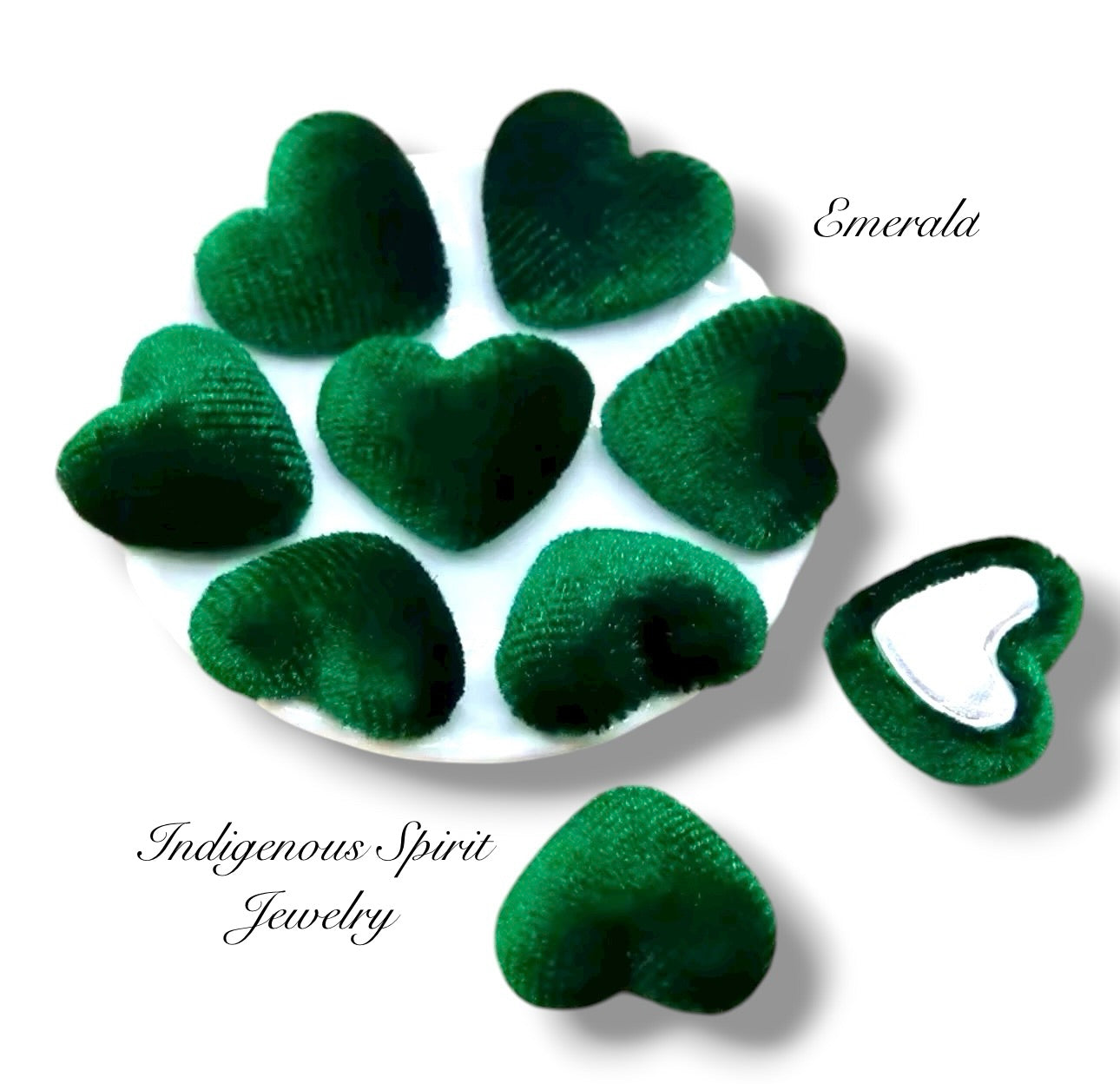 Velvet Heart Shaped Cabochons