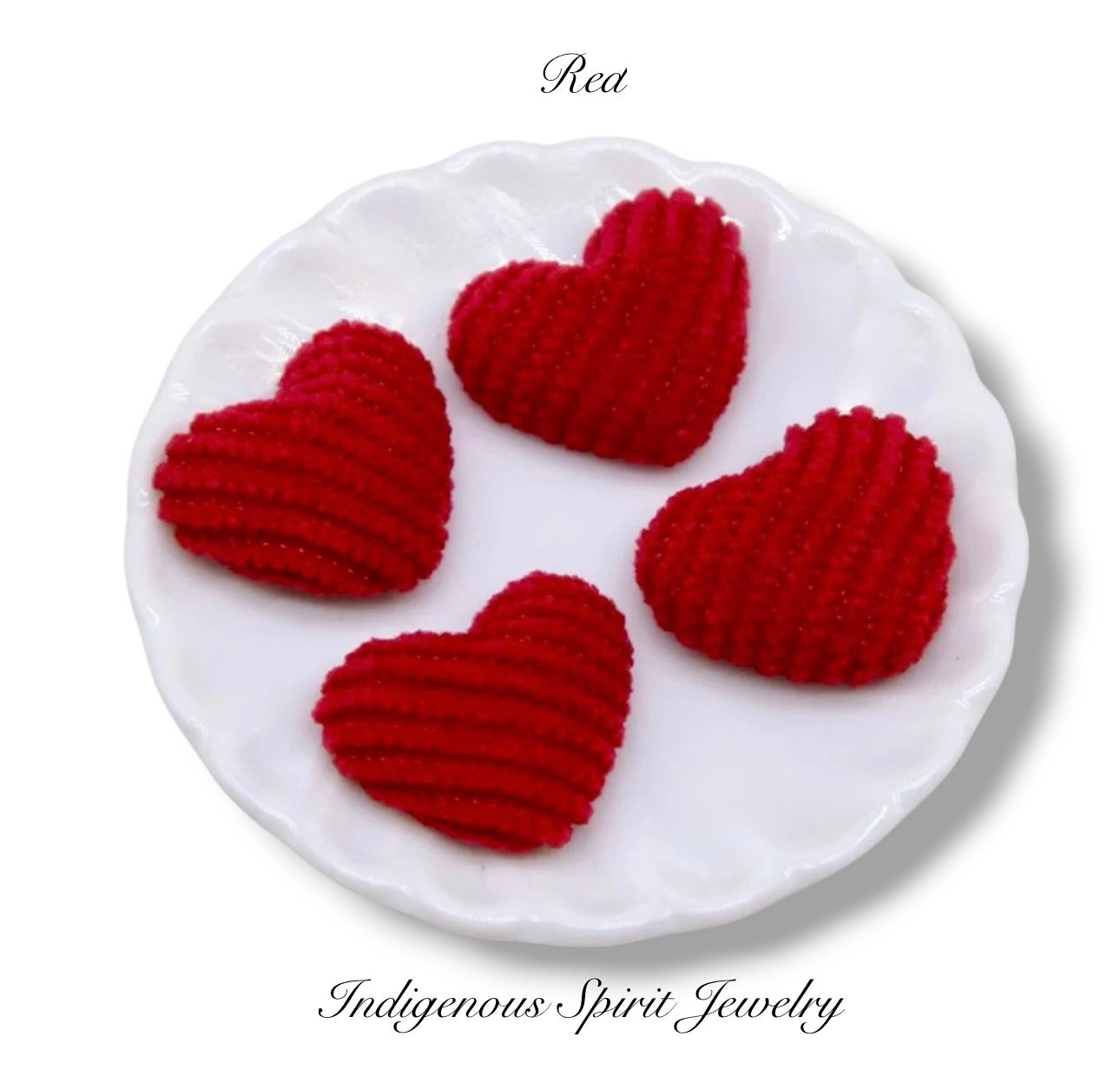 Corduroy Heart Flat Back Cabochons