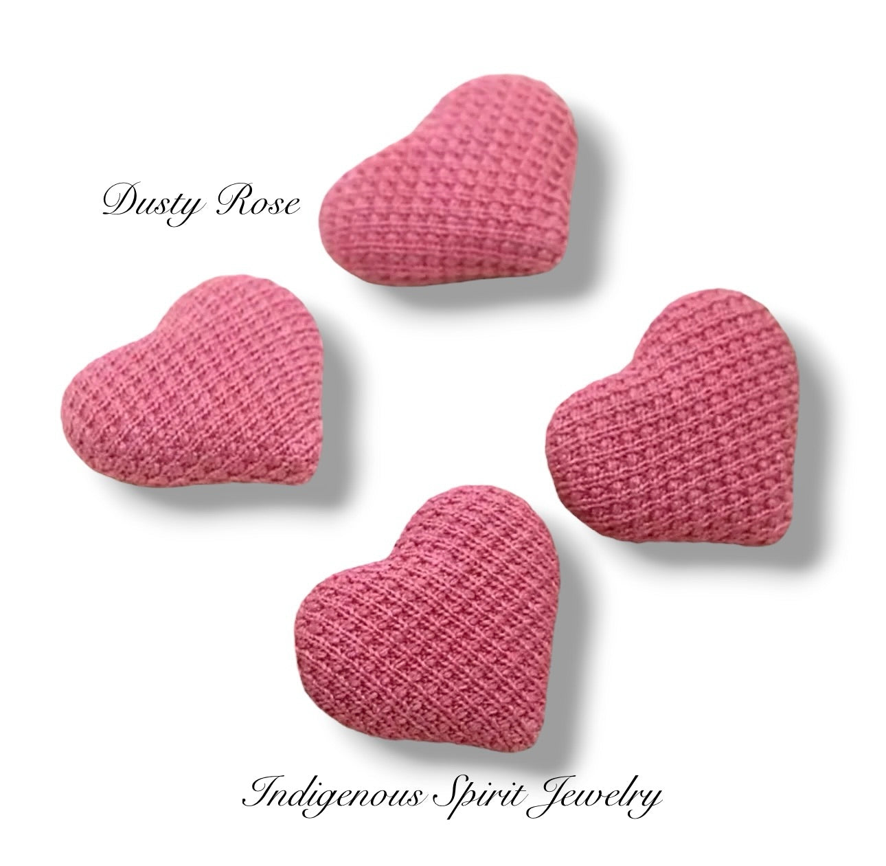 Embossed Plain Plaid, Heart Shaped Fabric Covered Cabochons
