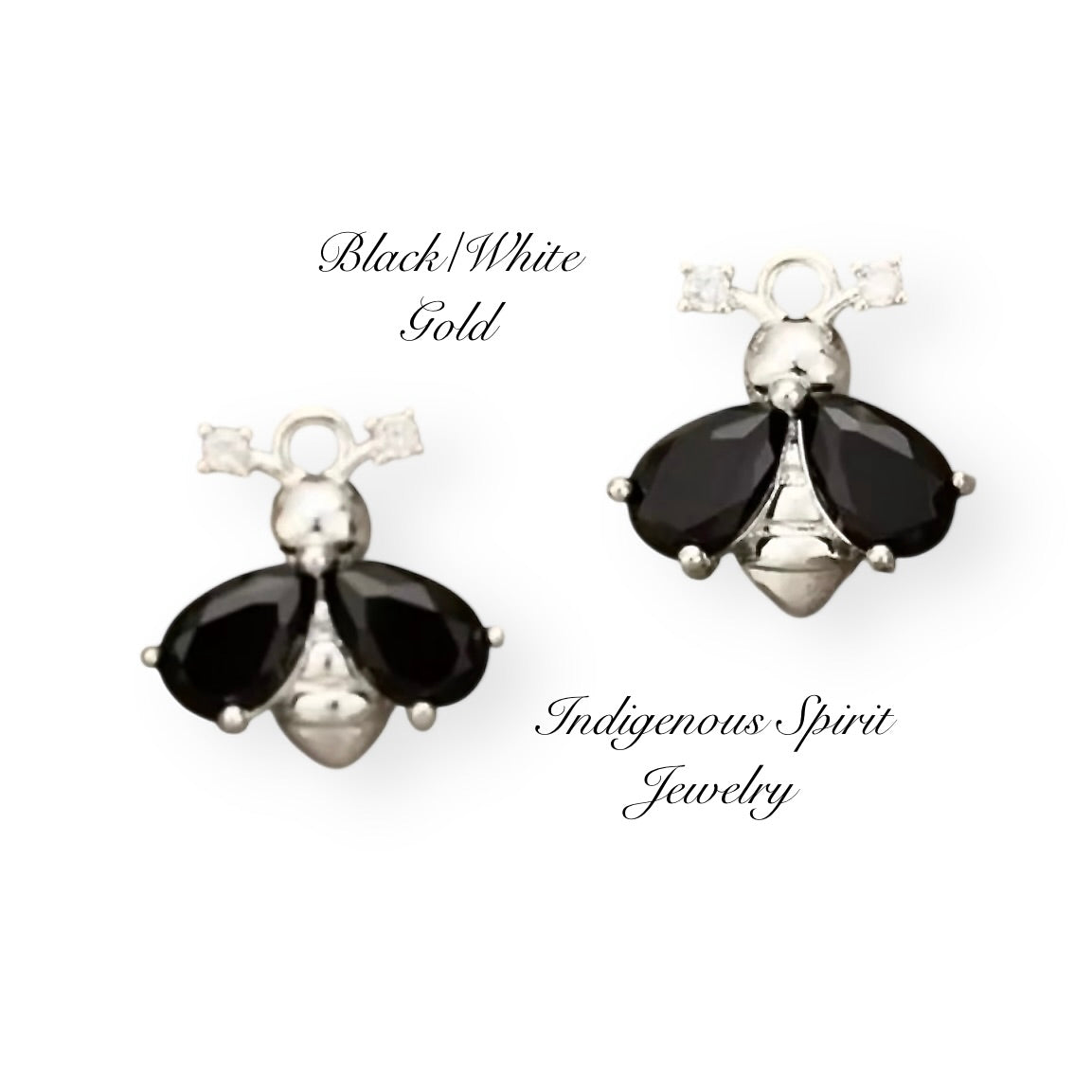 18k Gold Rhodium Plated Bee Charms with Zircon Crystals