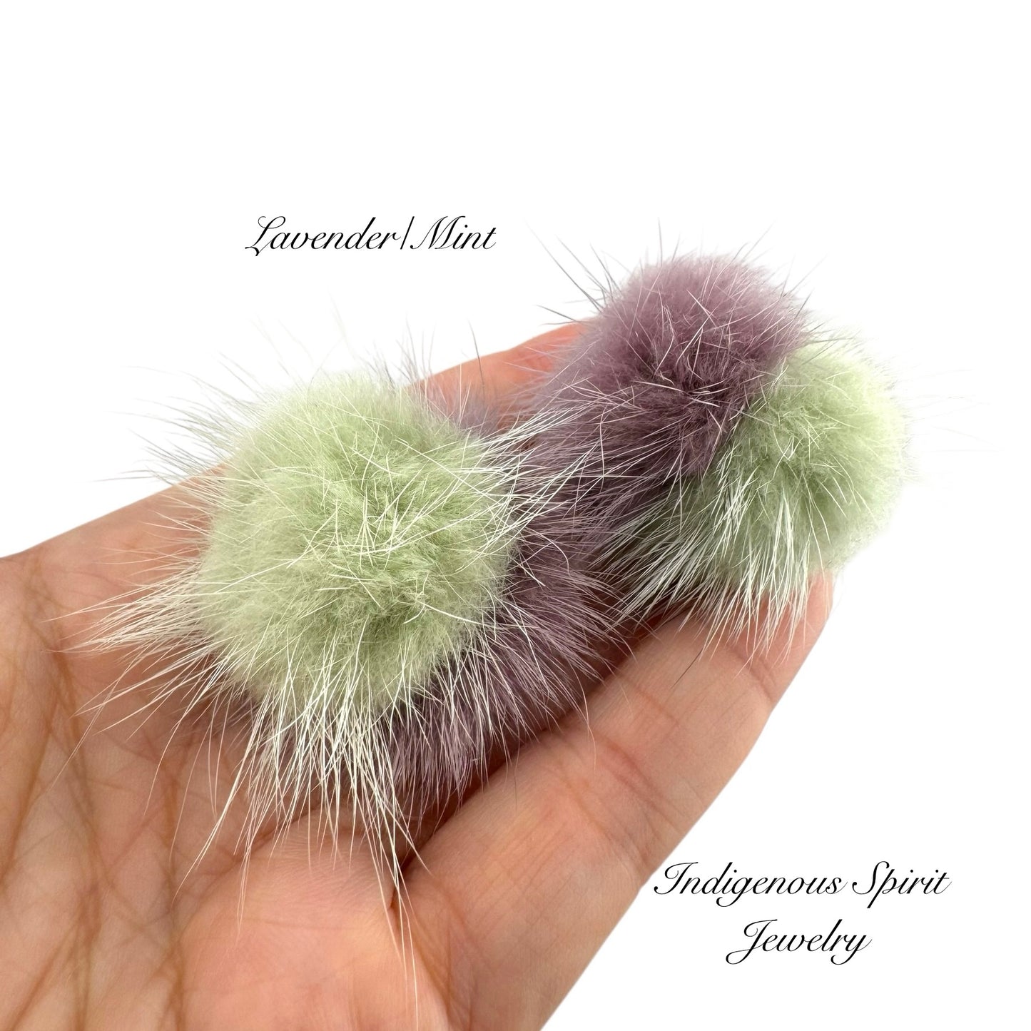 2 colour - Mink Fur Balls with Connectors