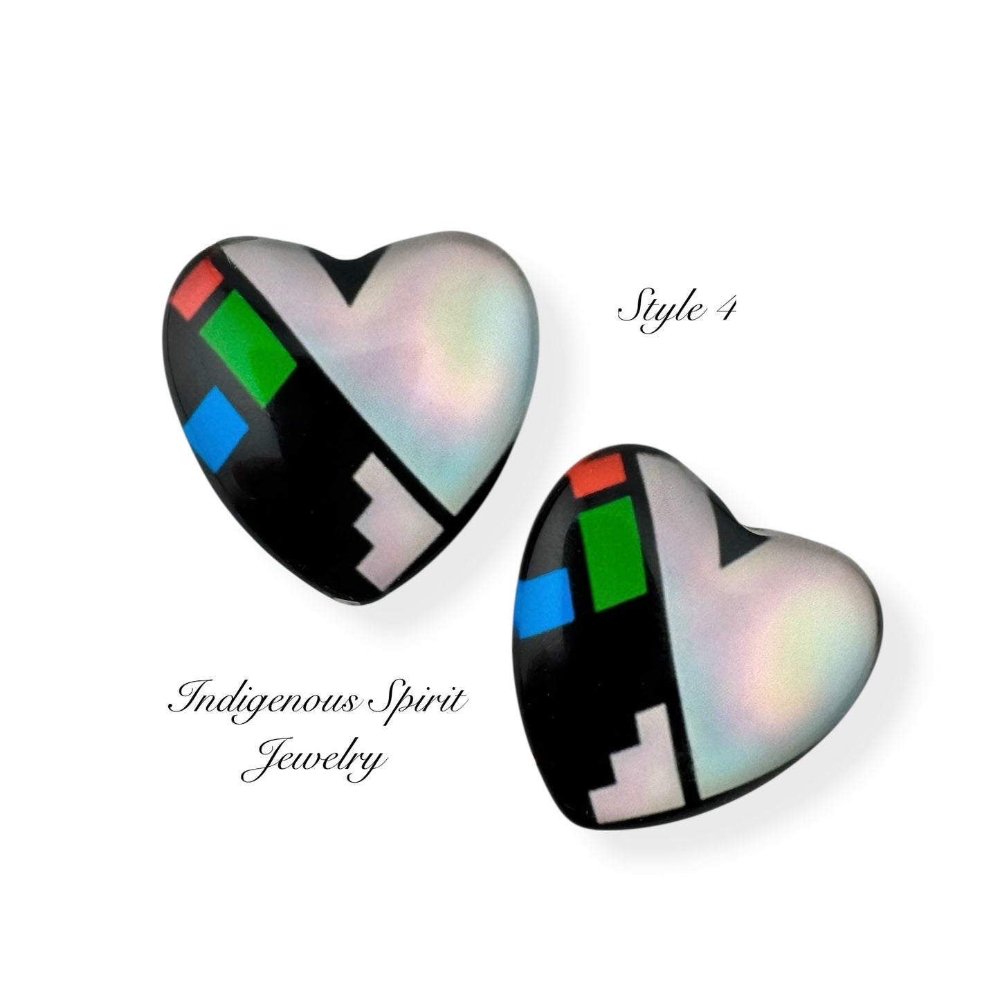 Limited edition - Slab Inlay Inspired Glass Heart Cabochons (clearance)