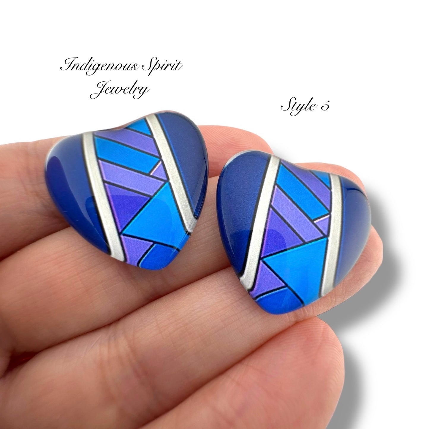 Slab Inlay Inspired Glass Heart Cabochons - Set 2