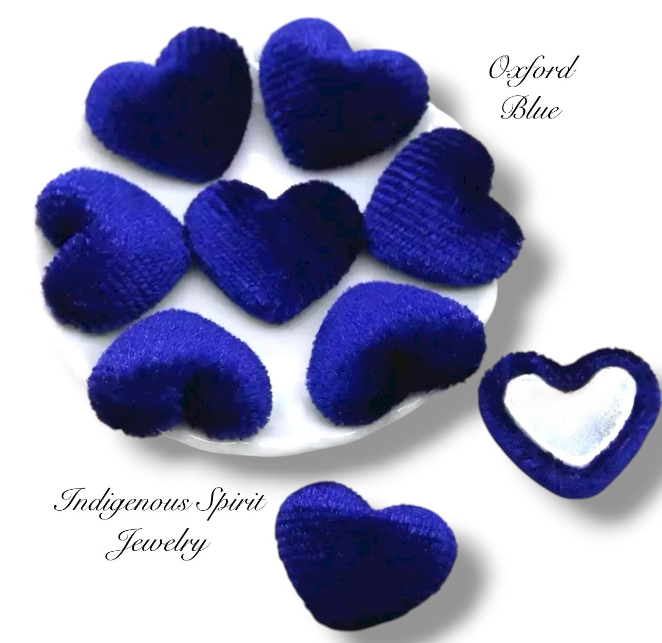 Velvet Heart Shaped Cabochons