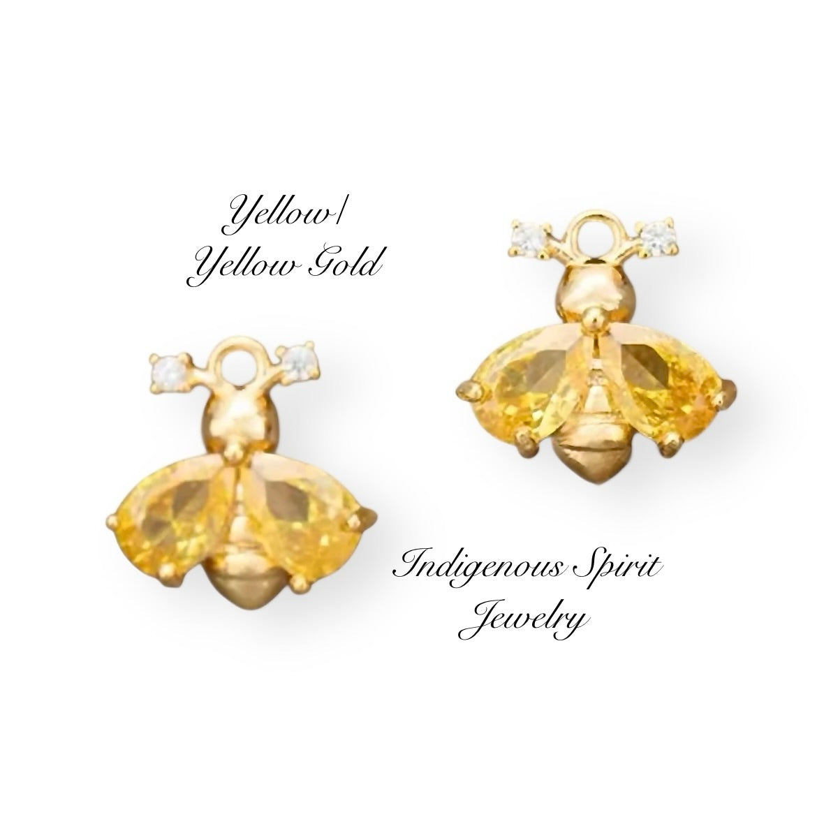 18k Gold Rhodium Plated Bee Charms with Zircon Crystals