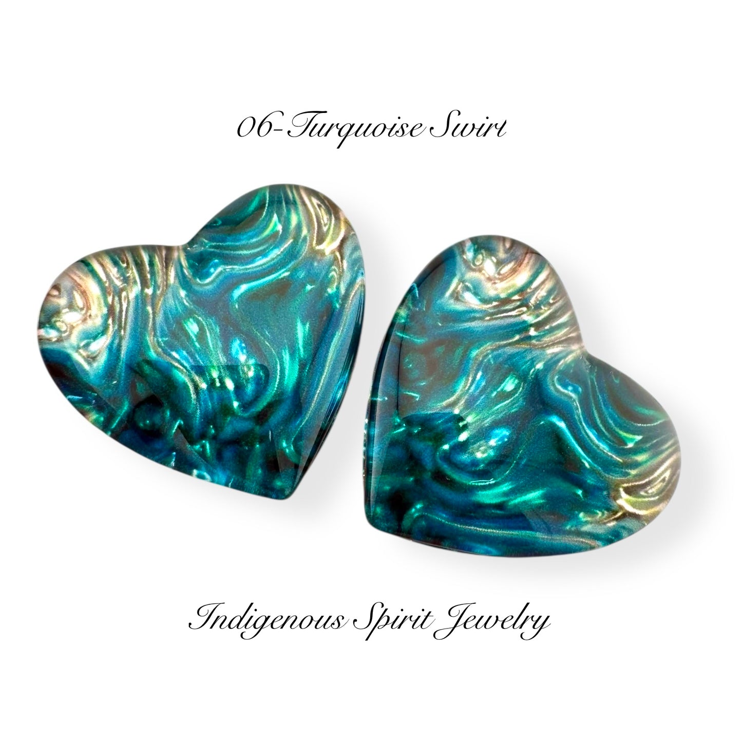 Glass Heart Flat Back Cabochons - Green Collection