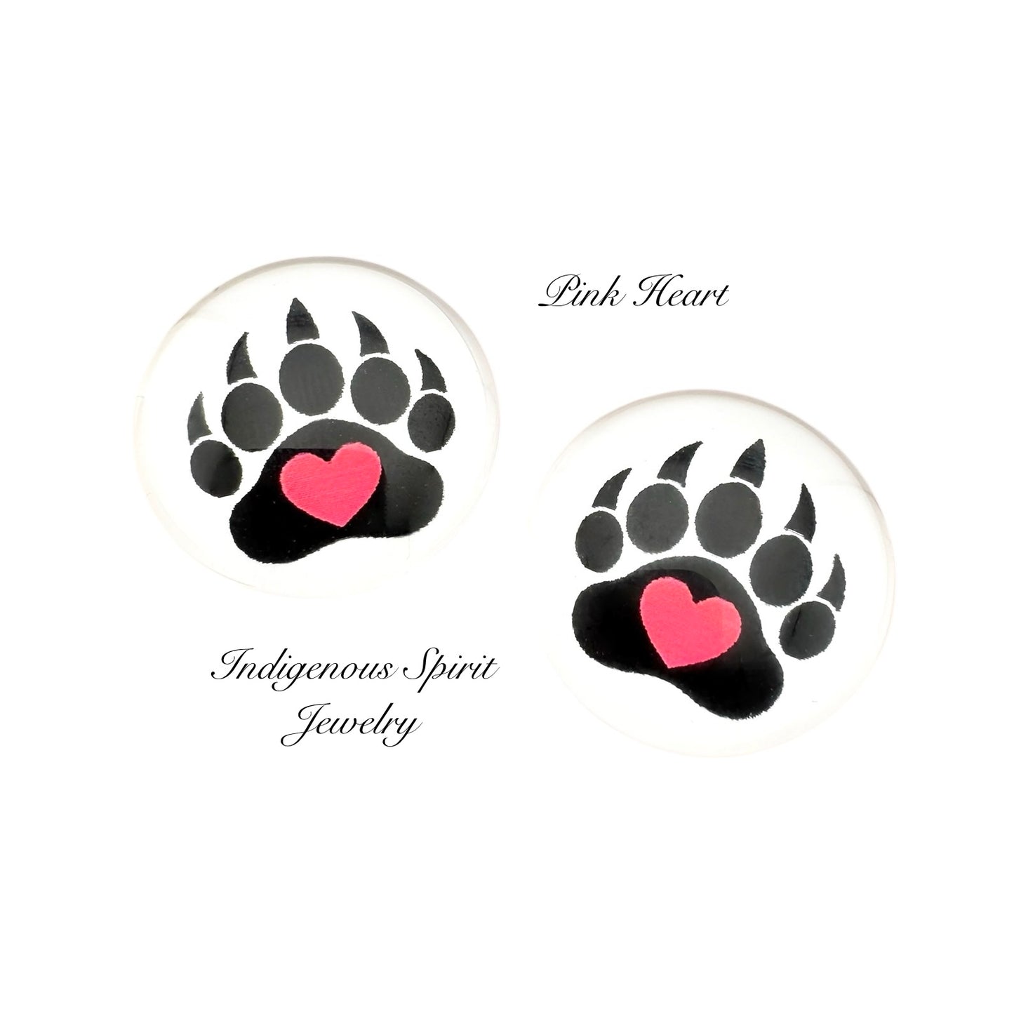 18mm Bear Paw with Hearts Glass Cabochons