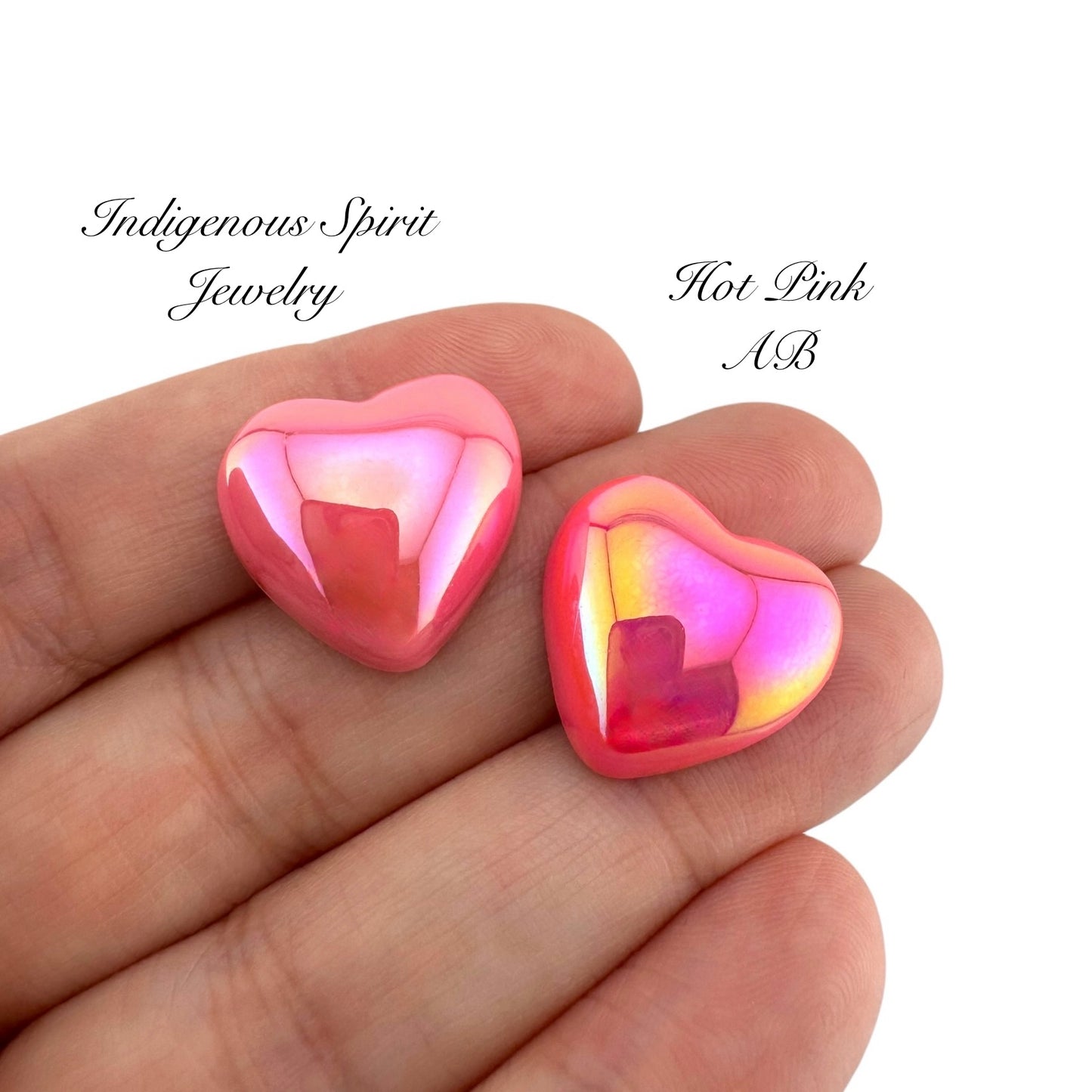 Holographic Heart Shaped Cabochons