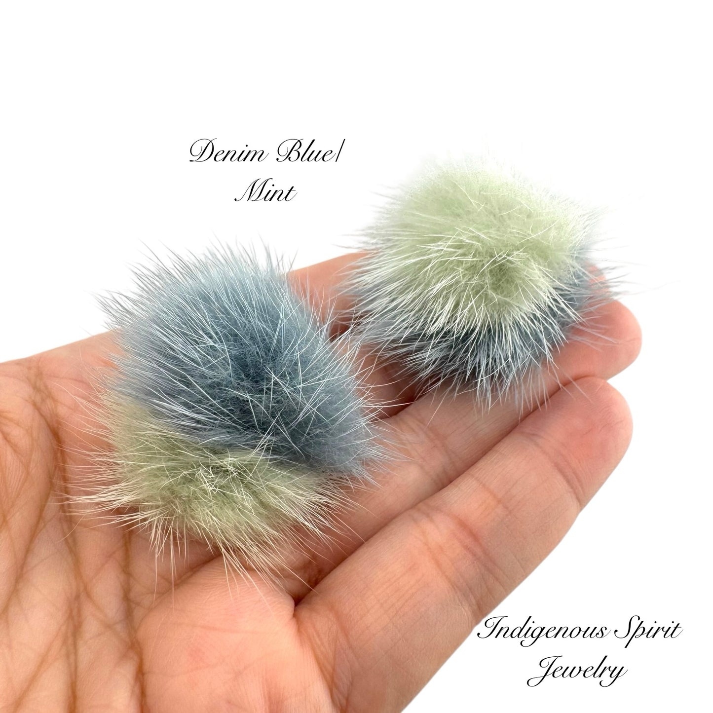 2 colour - Mink Fur Balls with Connectors