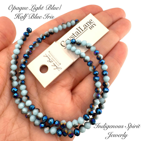 Opaque Light Blue/Half Blue Iris - Crystal Lane (3mm x 4mm)