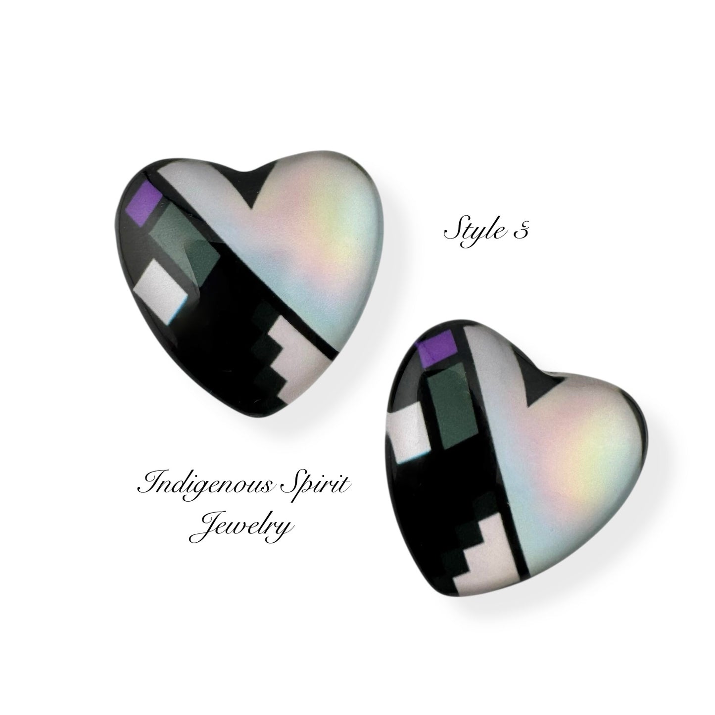 Limited edition - Slab Inlay Inspired Glass Heart Cabochons (clearance)