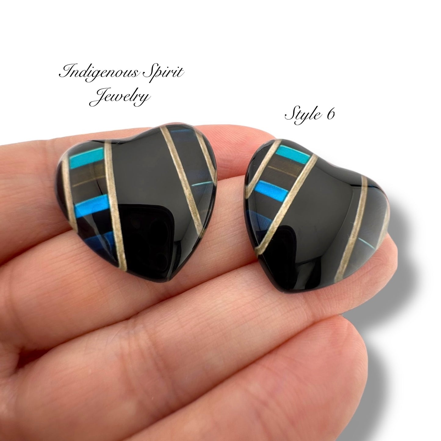 Slab Inlay Inspired Glass Heart Cabochons - Set 2