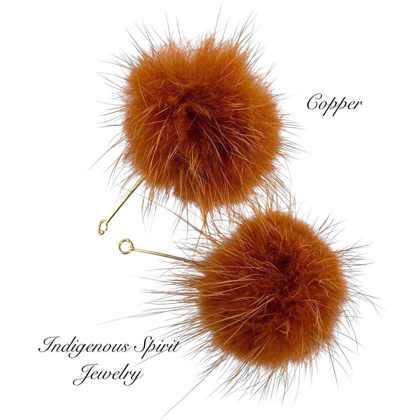 Mink Fur Balls on Long Eye Pins