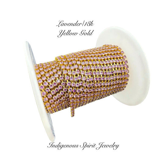Lavender/18k Yellow Gold SS6 Circle Style Cubic Zirconia Banding