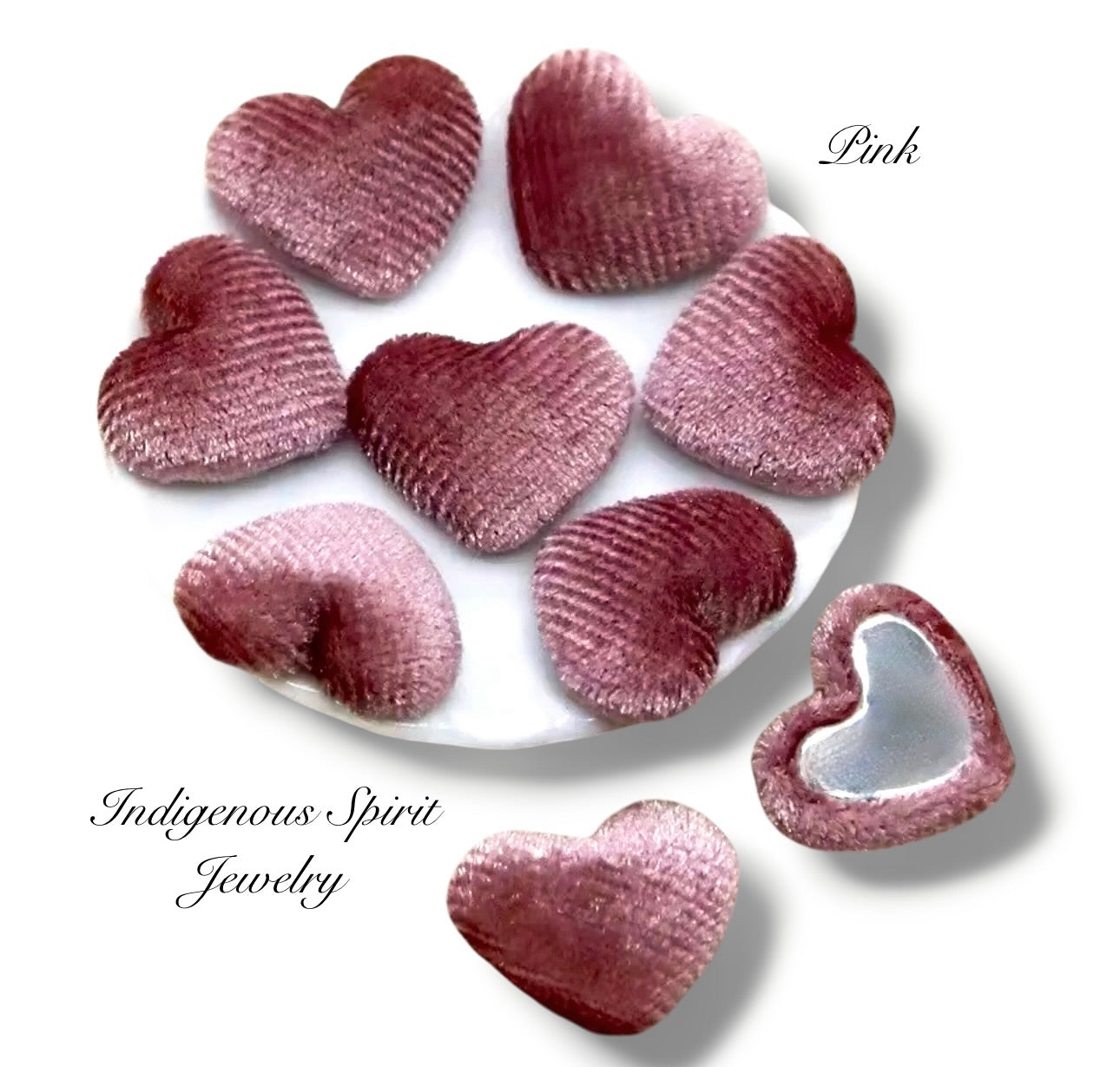 Velvet Heart Shaped Cabochons