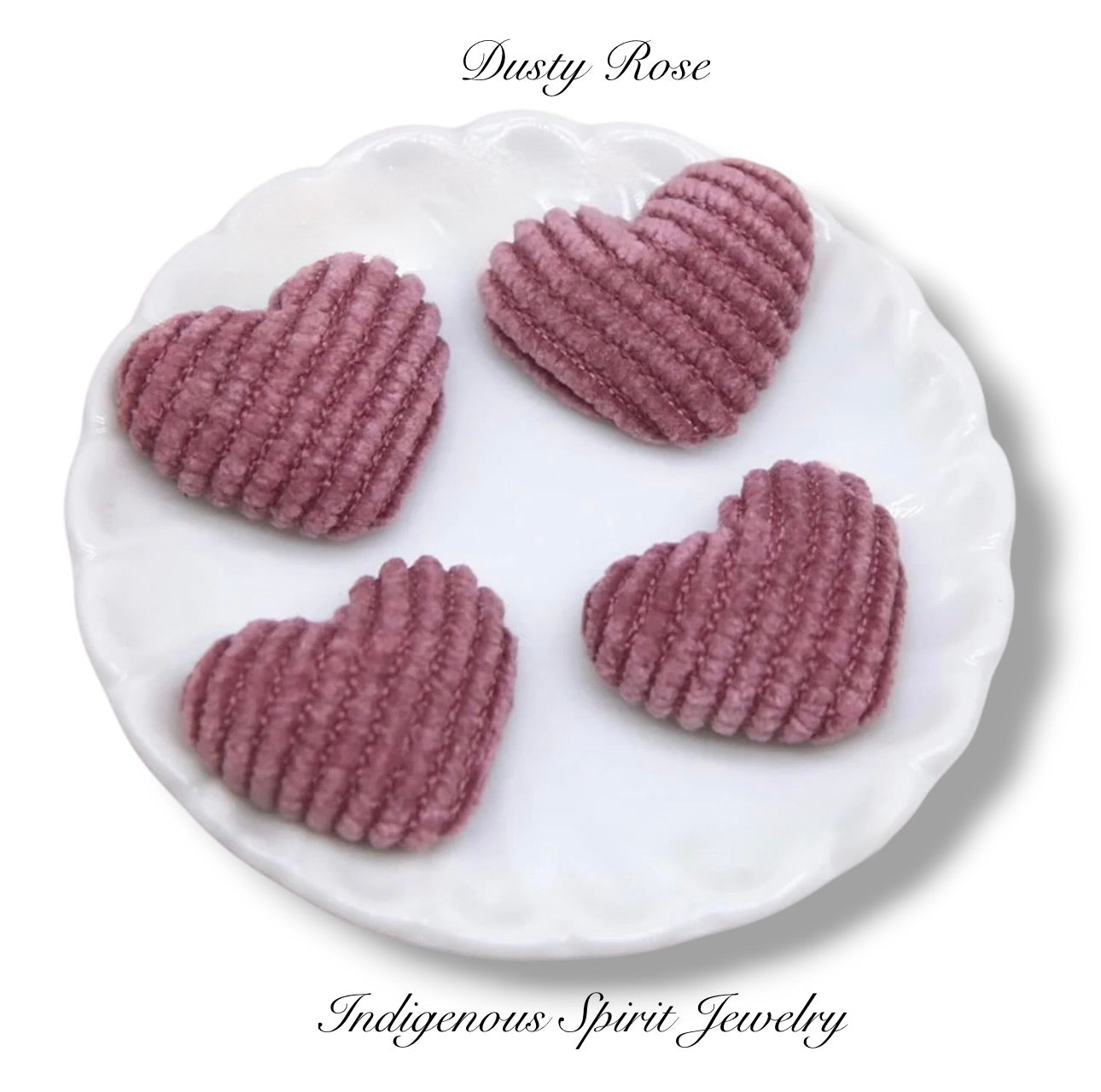 Corduroy Heart Flat Back Cabochons