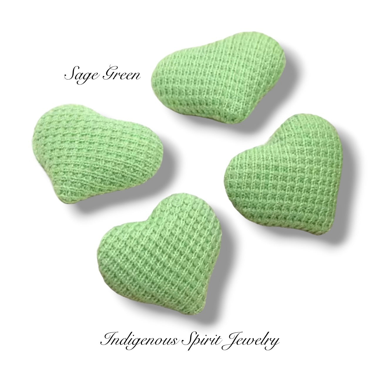 Embossed Plain Plaid, Heart Shaped Fabric Covered Cabochons