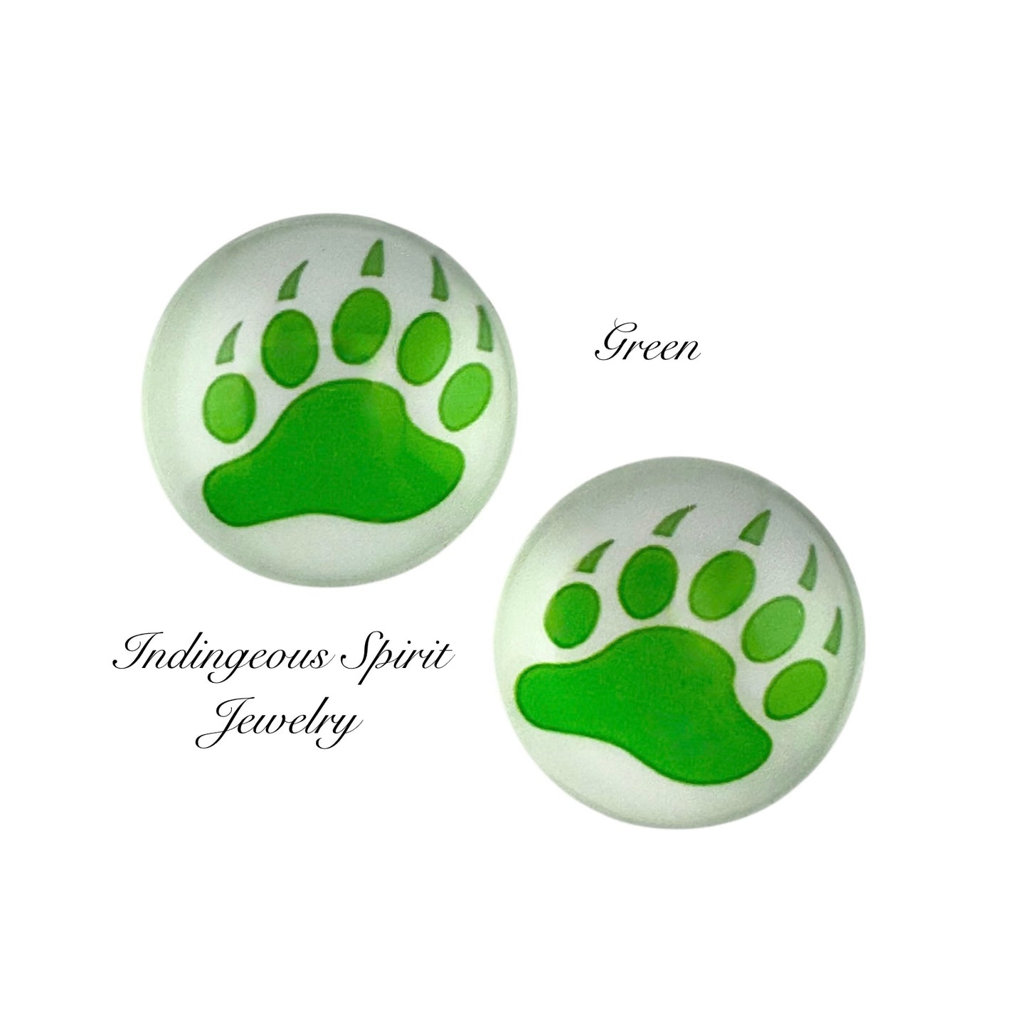 Bear Print Glass Cabochons (18mm)