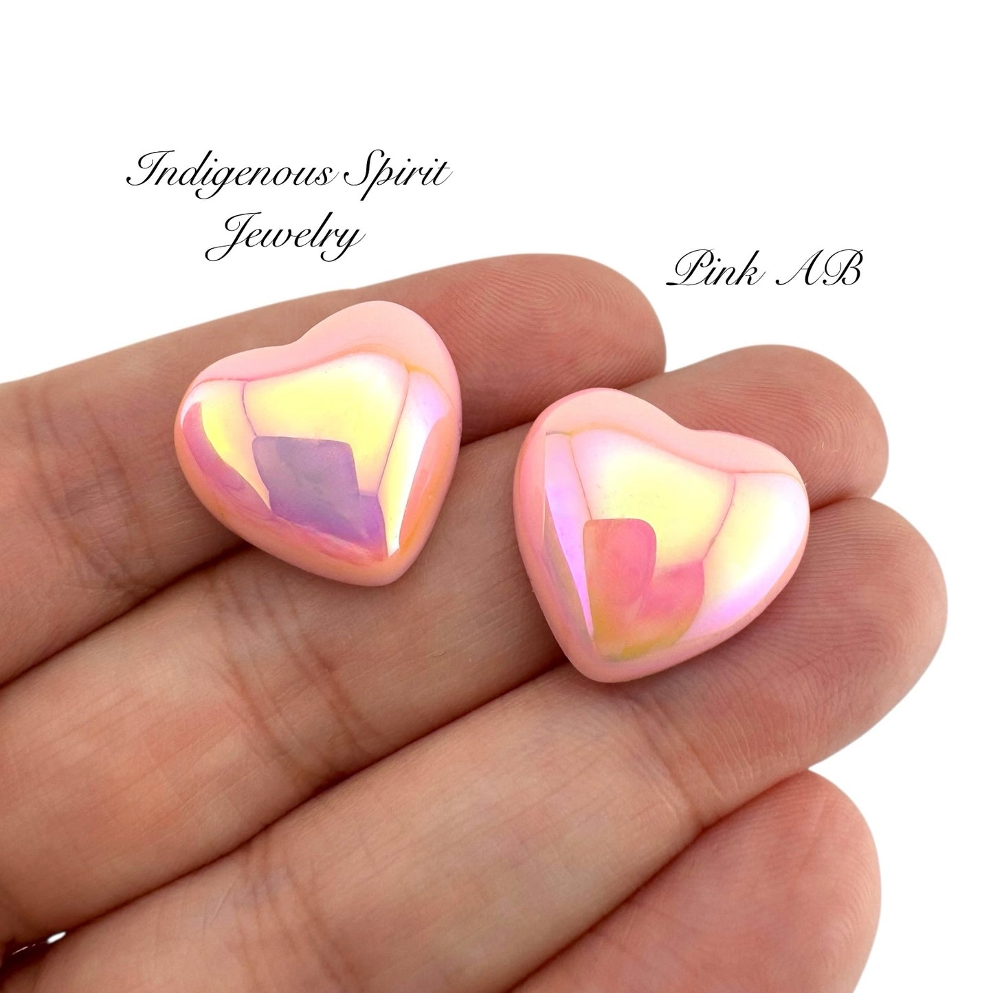 Holographic Heart Shaped Cabochons