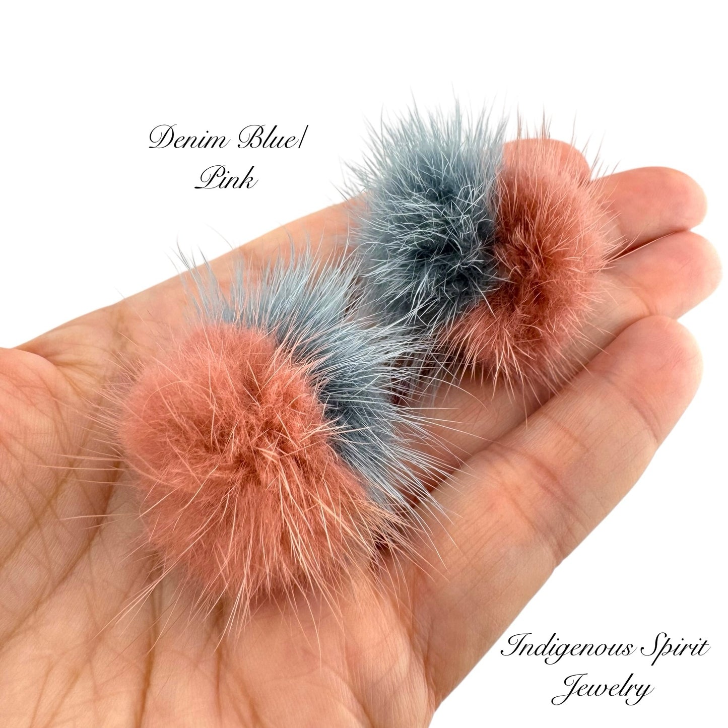 2 colour - Mink Fur Balls with Connectors