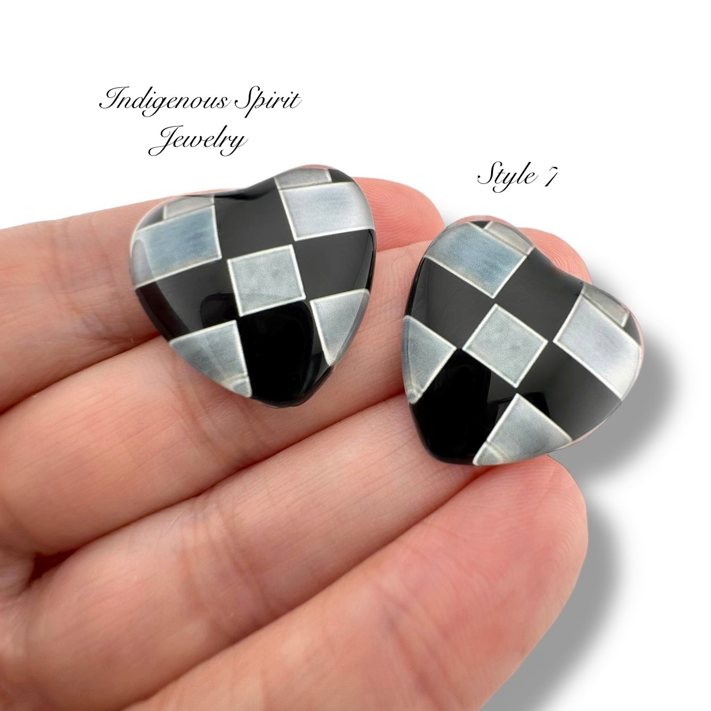 Slab Inlay Inspired Glass Heart Cabochons - Set 2