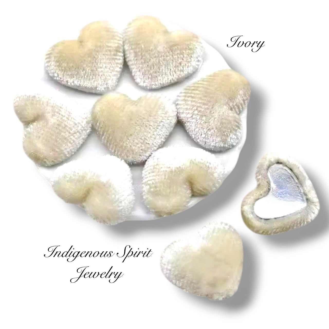 Velvet Heart Shaped Cabochons