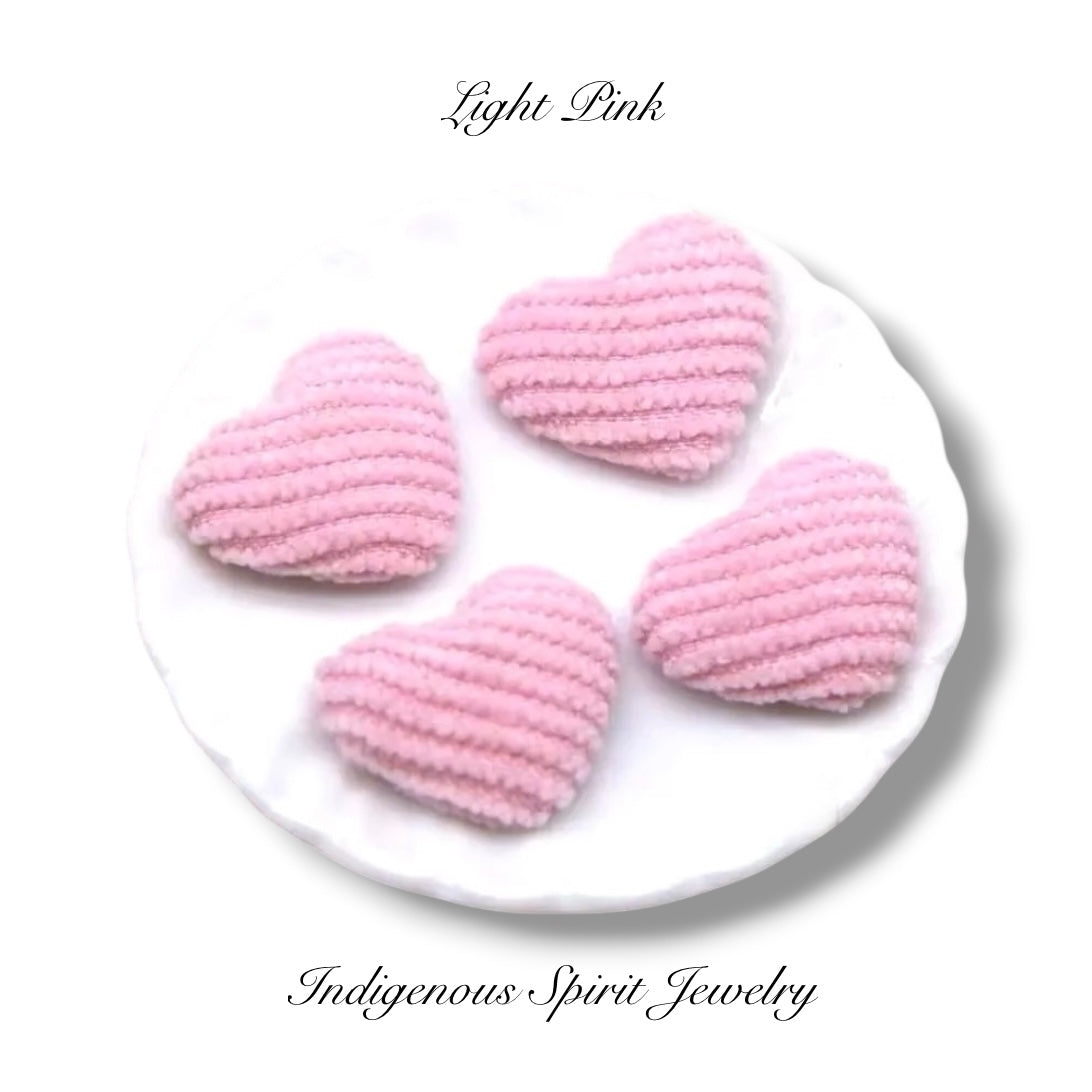 Corduroy Heart Flat Back Cabochons