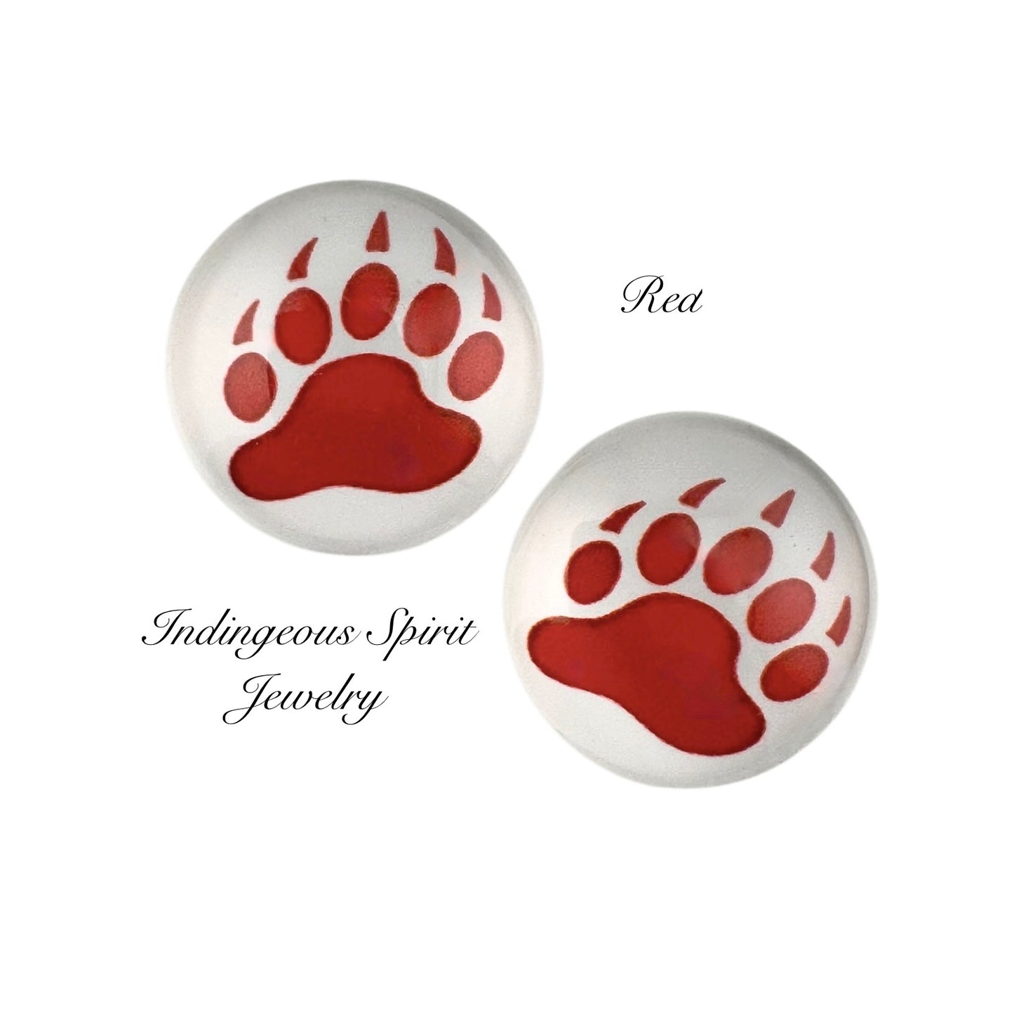 Bear Print Glass Cabochons (18mm)