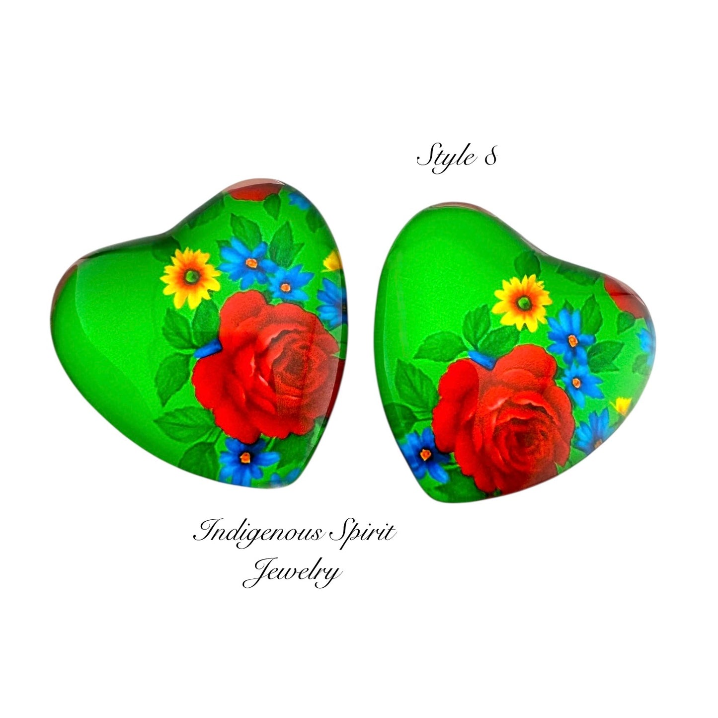 Kokum Scarf Glass Heart Cabochons