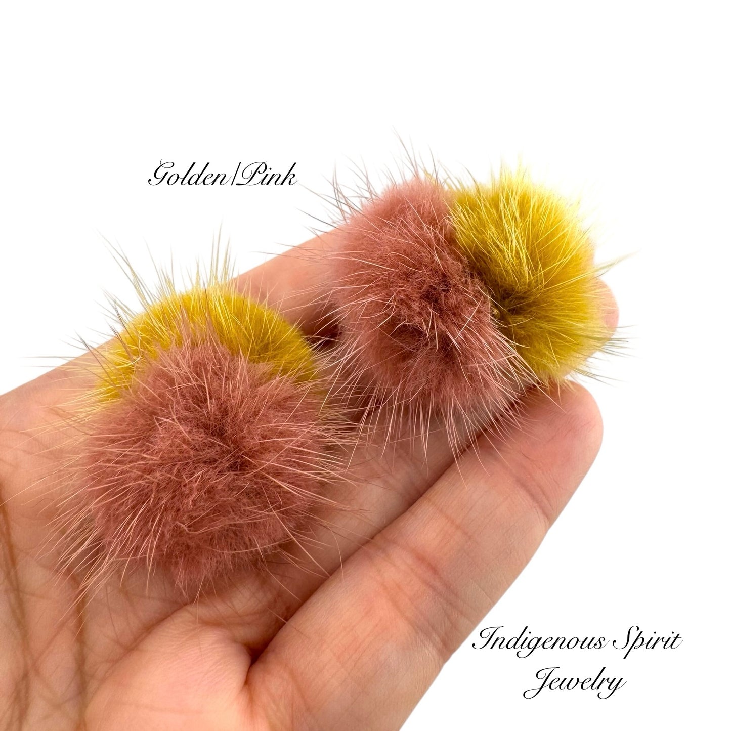 2 colour - Mink Fur Balls with Connectors