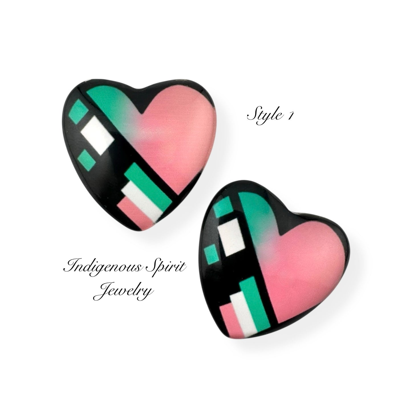 Limited edition - Slab Inlay Inspired Glass Heart Cabochons (clearance)