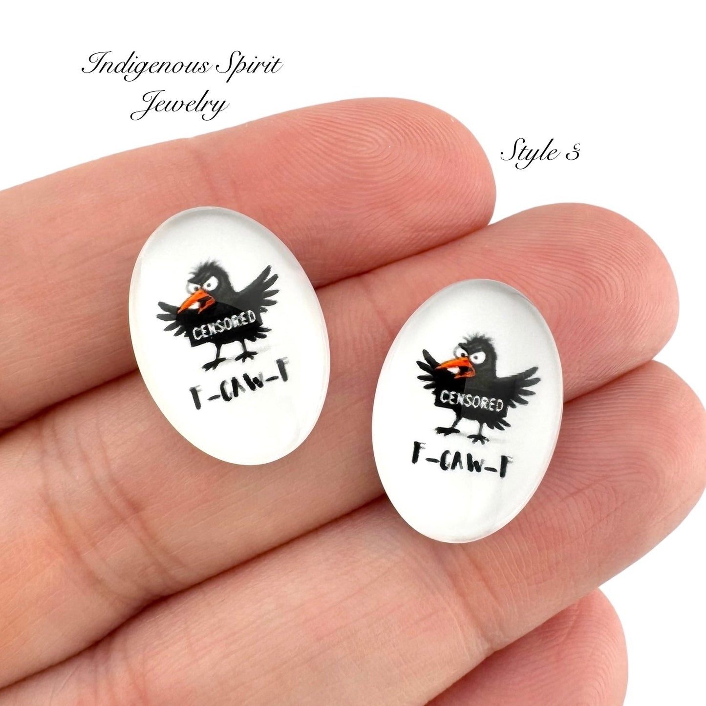 F-caw-F 18mm Oval Glass Cabochons