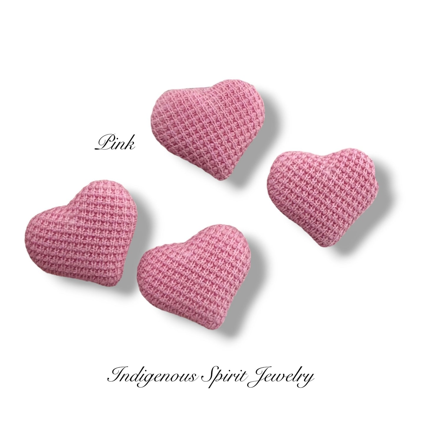 Embossed Plain Plaid, Heart Shaped Fabric Covered Cabochons
