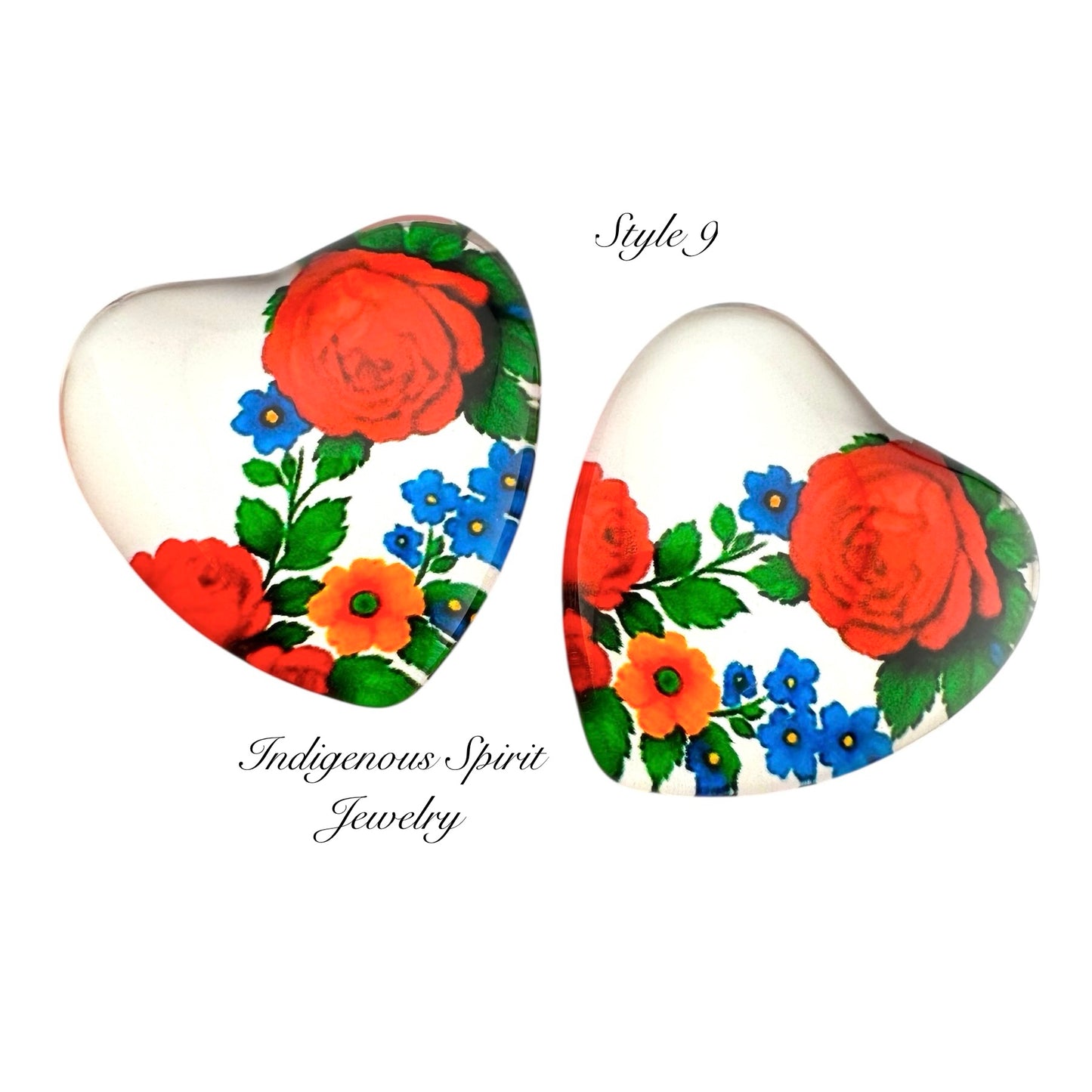 Kokum Scarf Glass Heart Cabochons