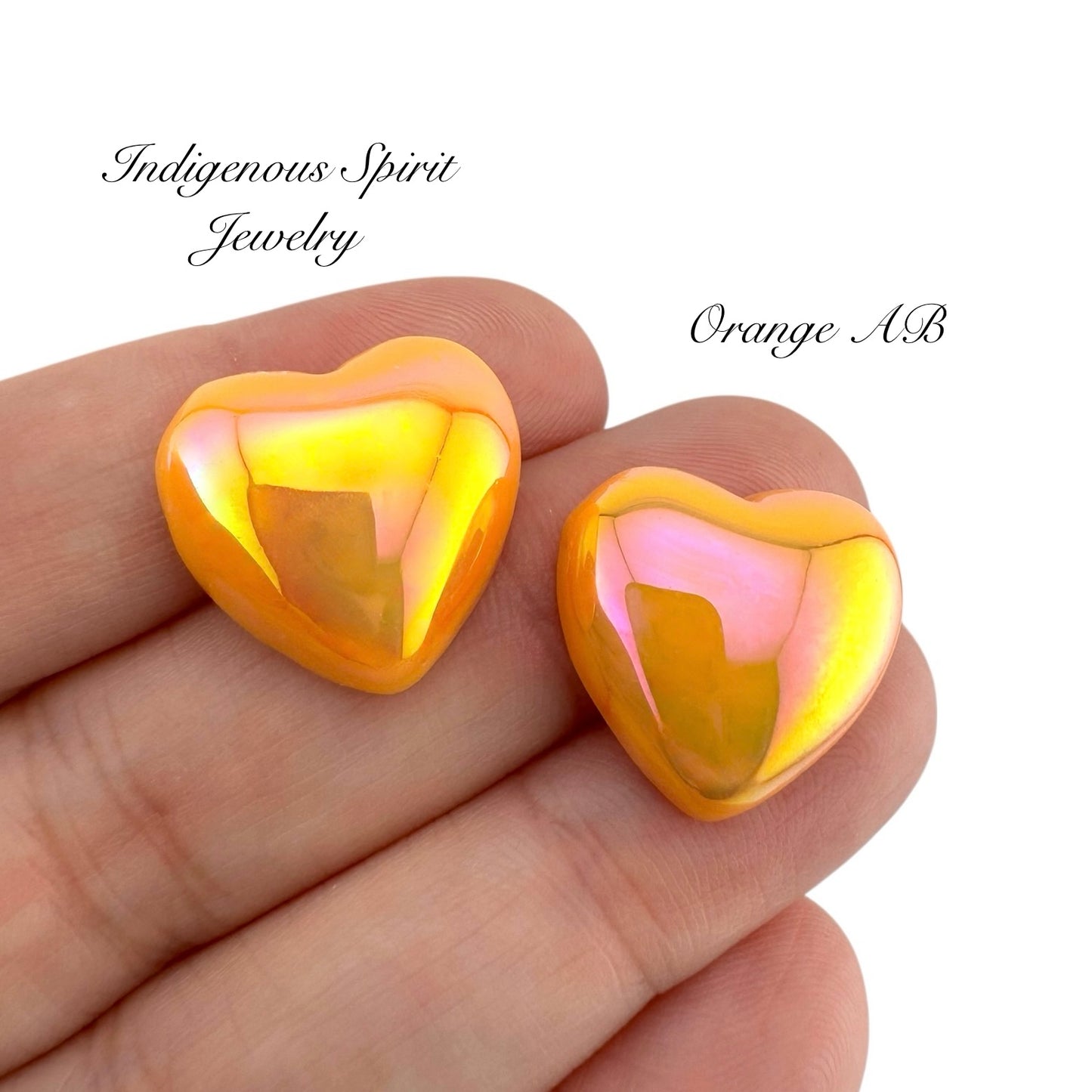 Holographic Heart Shaped Cabochons