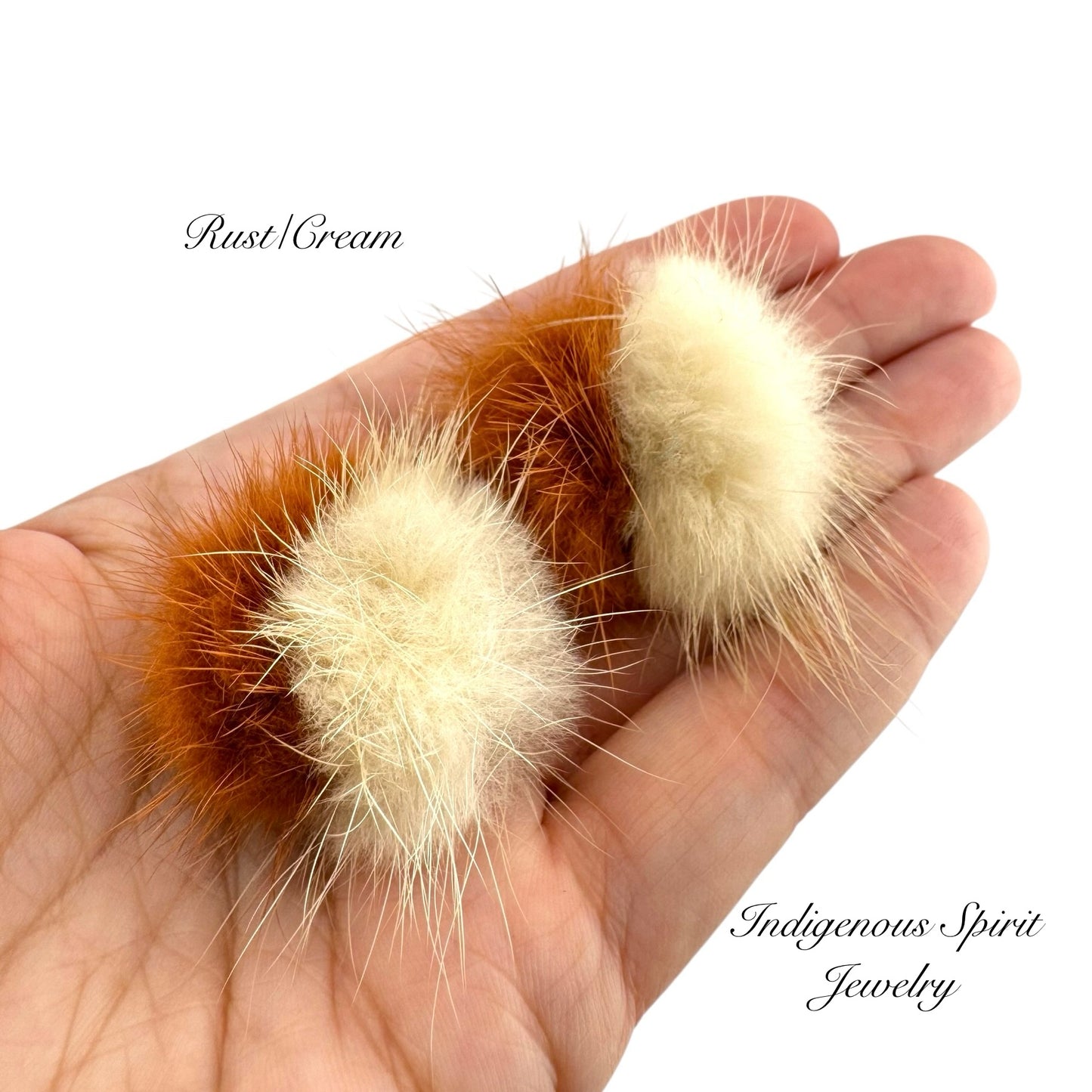 2 colour - Mink Fur Balls with Connectors