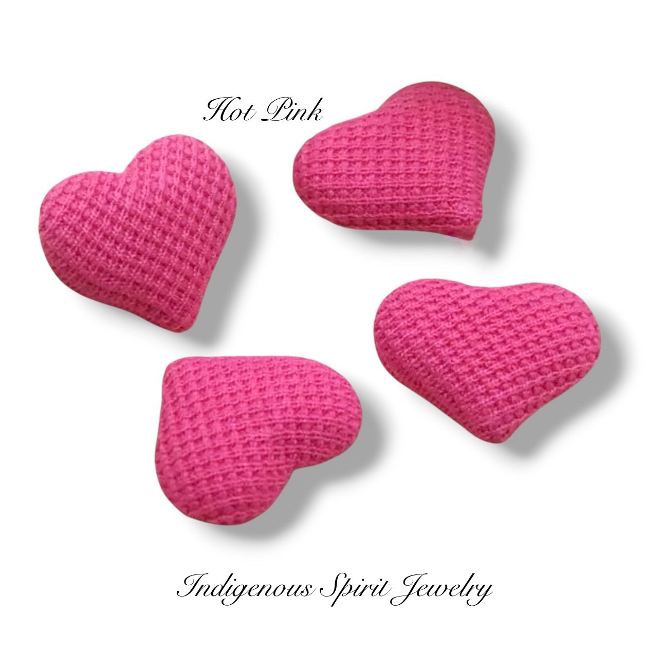 Embossed Plain Plaid, Heart Shaped Fabric Covered Cabochons