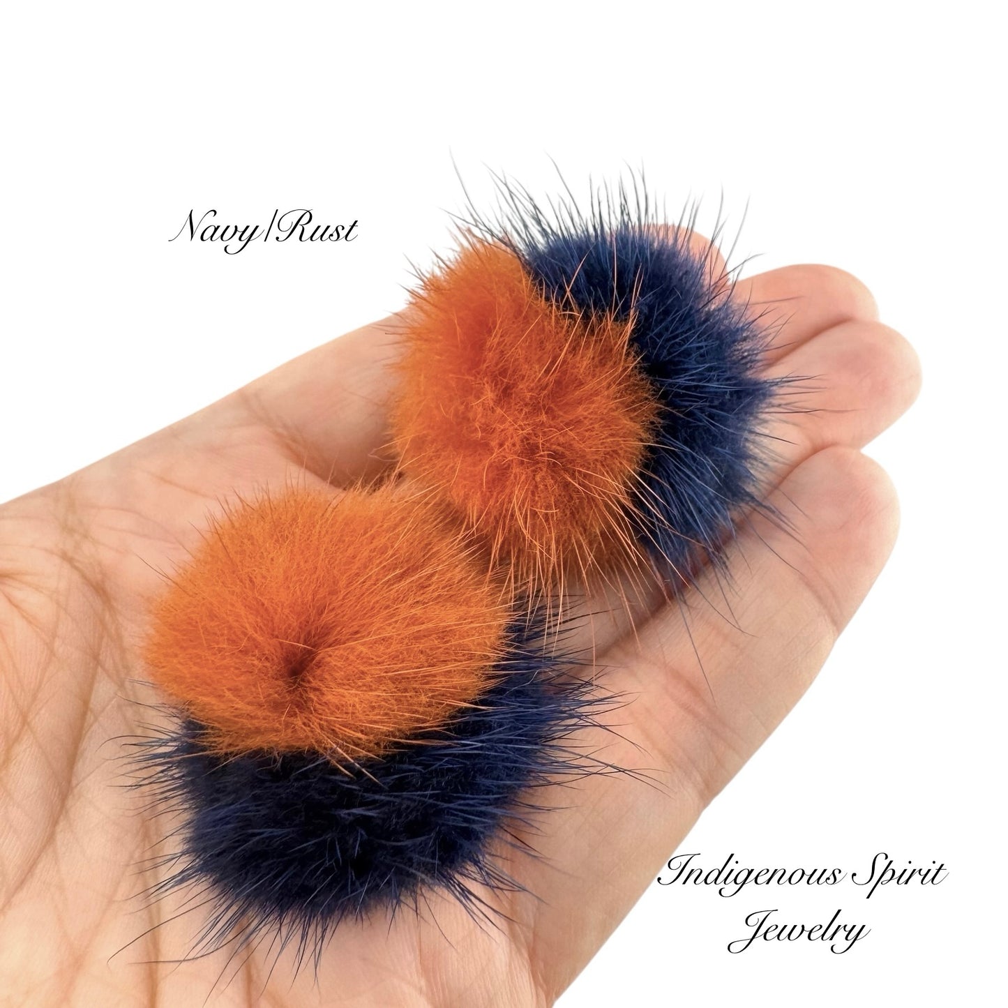 2 colour - Mink Fur Balls with Connectors