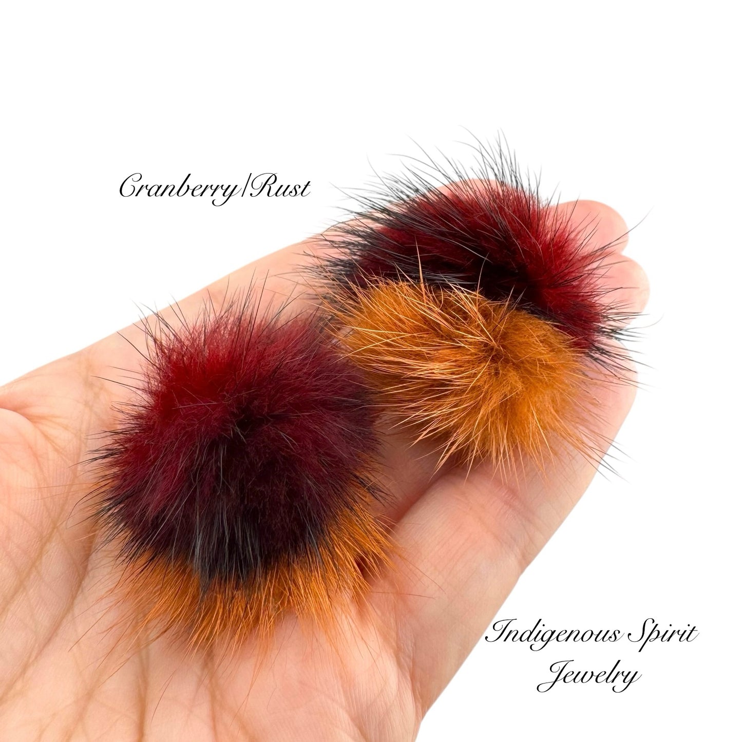 2 colour - Mink Fur Balls with Connectors