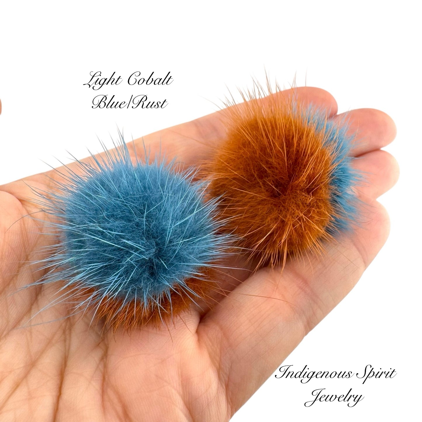 2 colour - Mink Fur Balls with Connectors