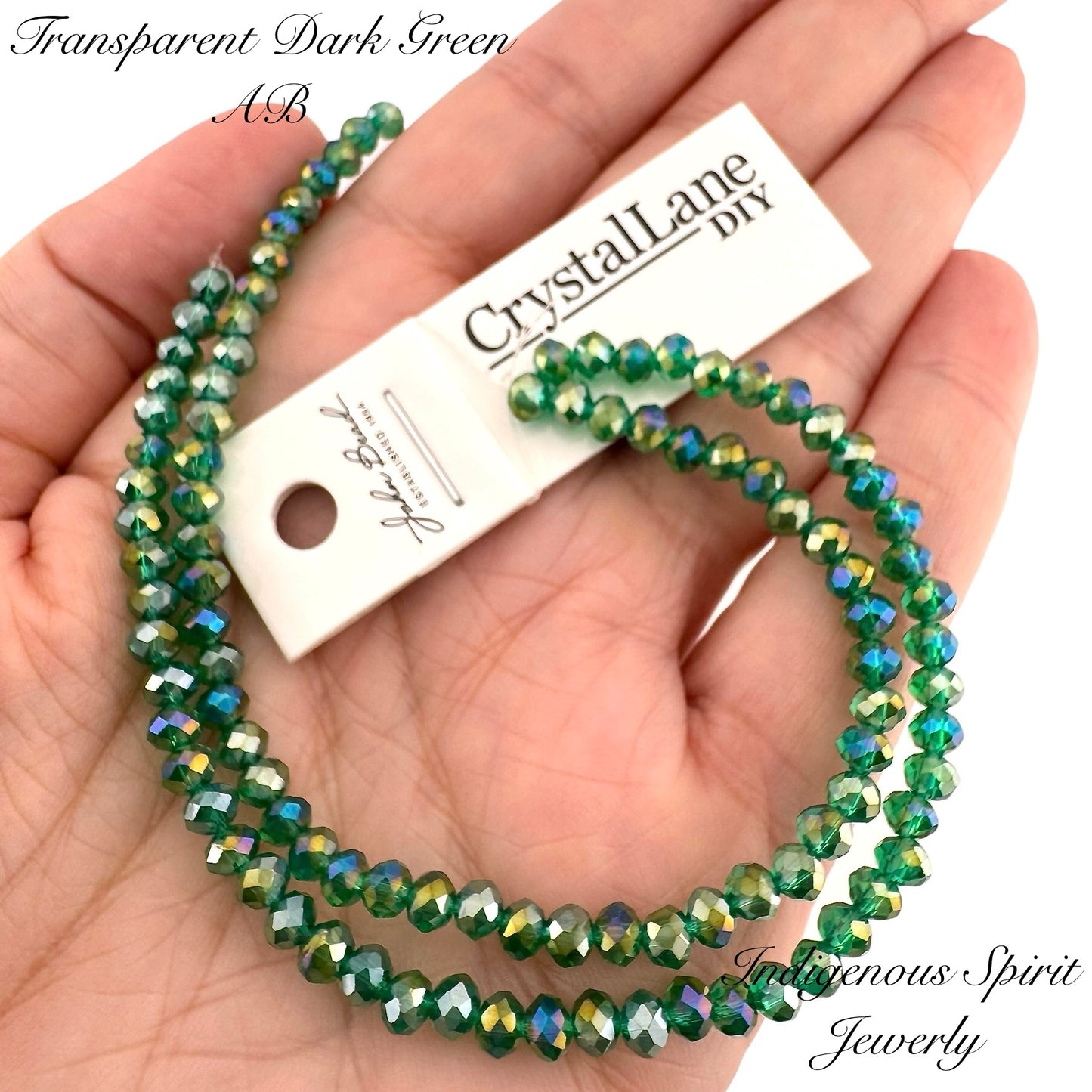 Transparent Dark Green AB - Crystal Lane (3mm x 4mm)