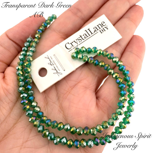 Transparent Dark Green AB - Crystal Lane (3mm x 4mm)