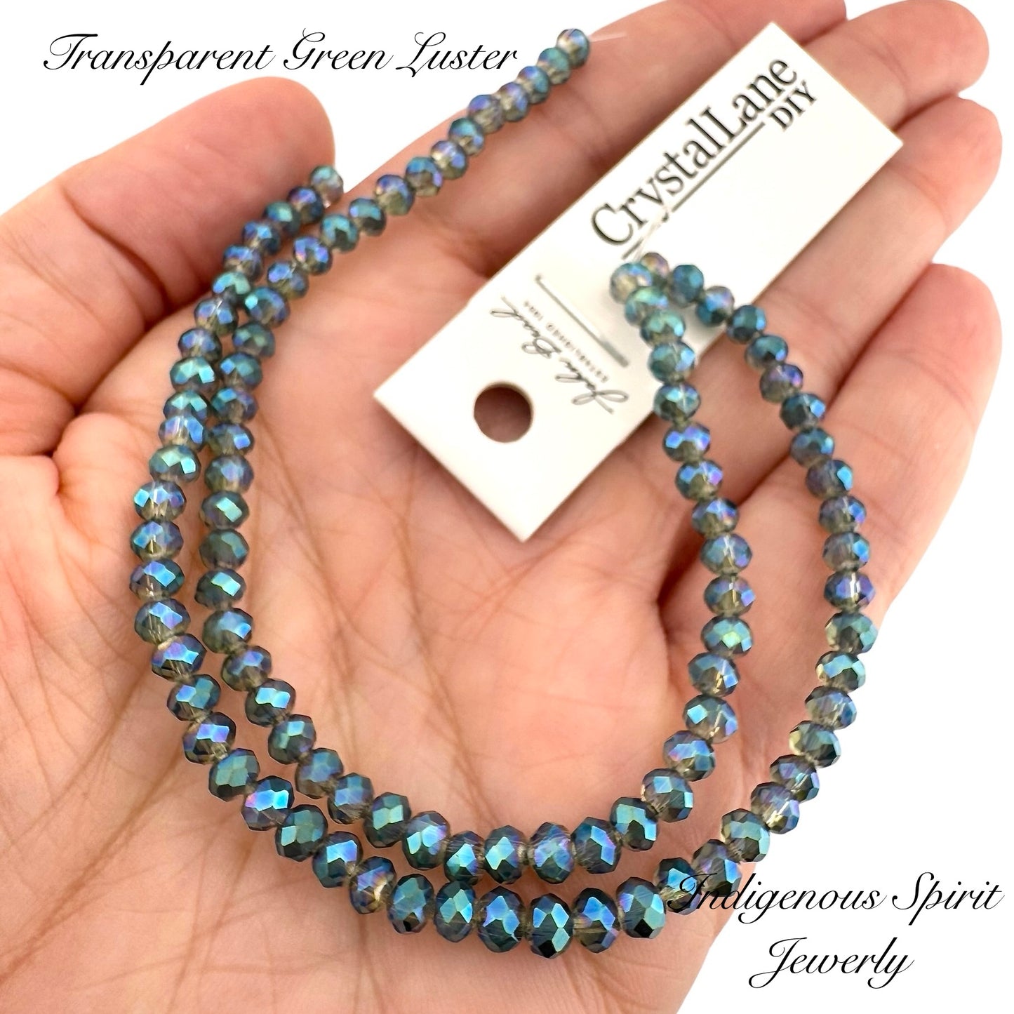 Transparent Green Luster - Crystal Lane (3mm x 4mm)