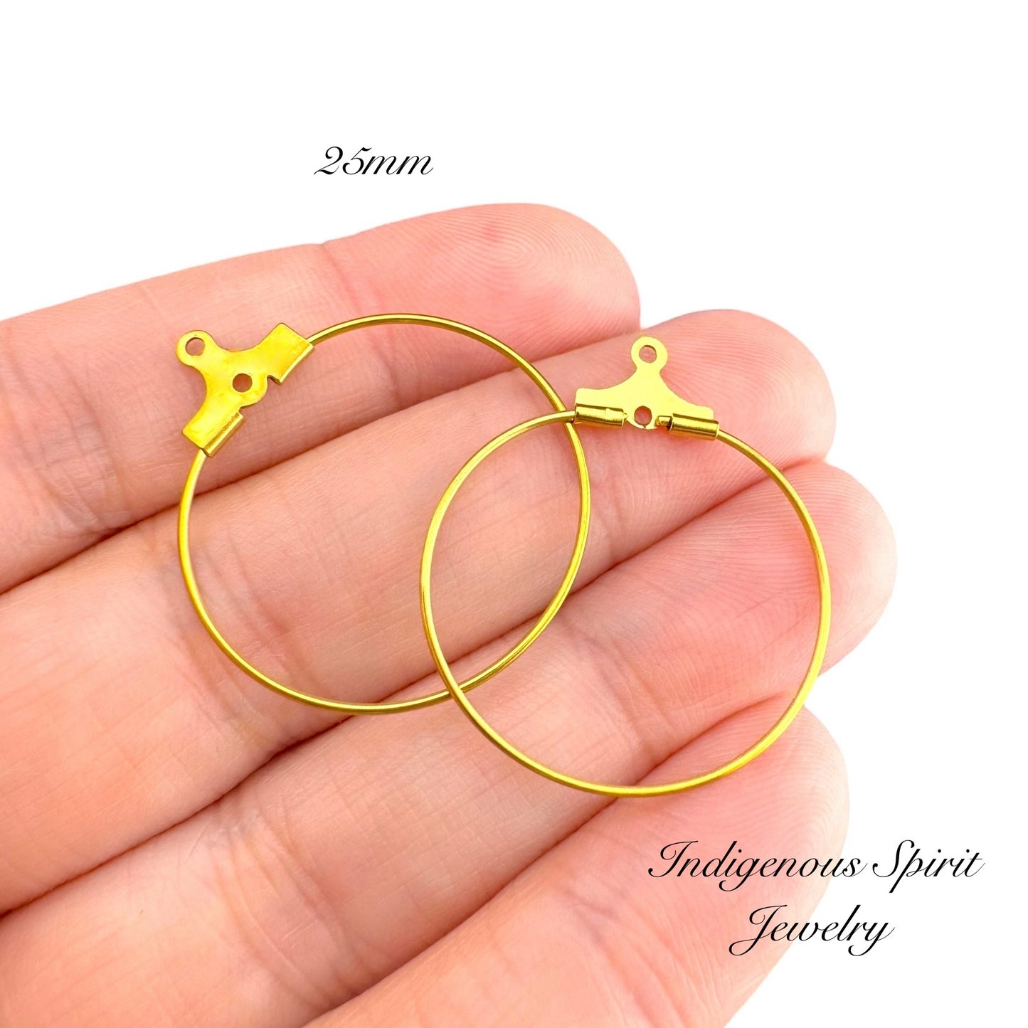 Stainless Steel Ear Wire Hoops - Gold