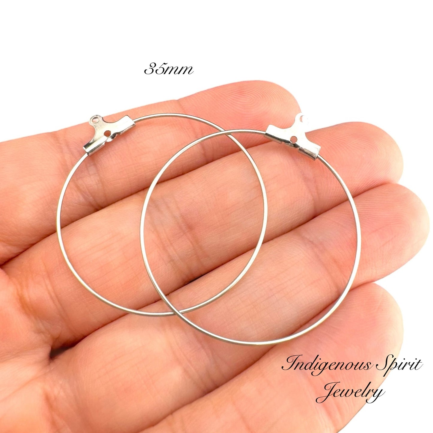 Stainless Steel Ear Wire Hoops - Silver