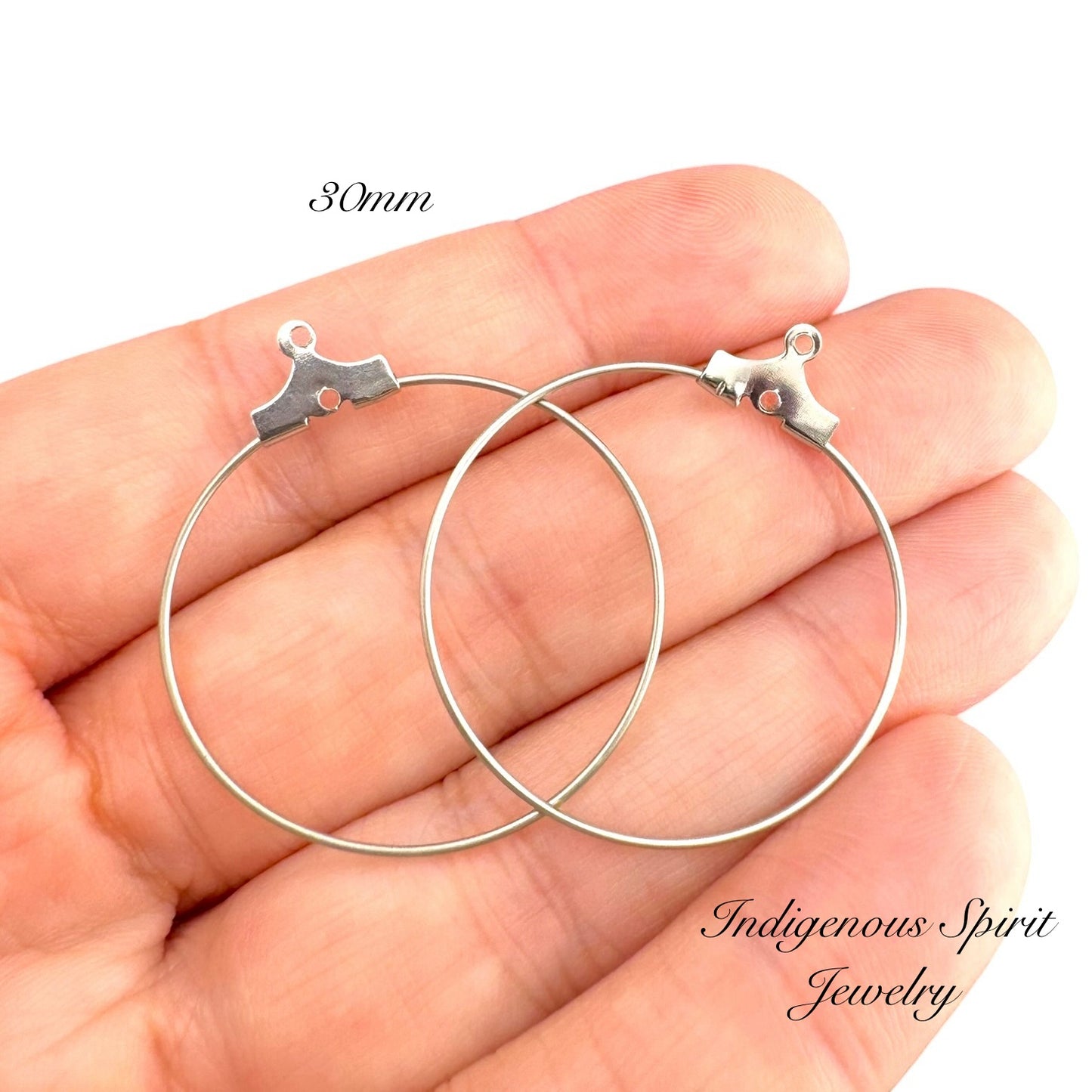 Stainless Steel Ear Wire Hoops - Silver