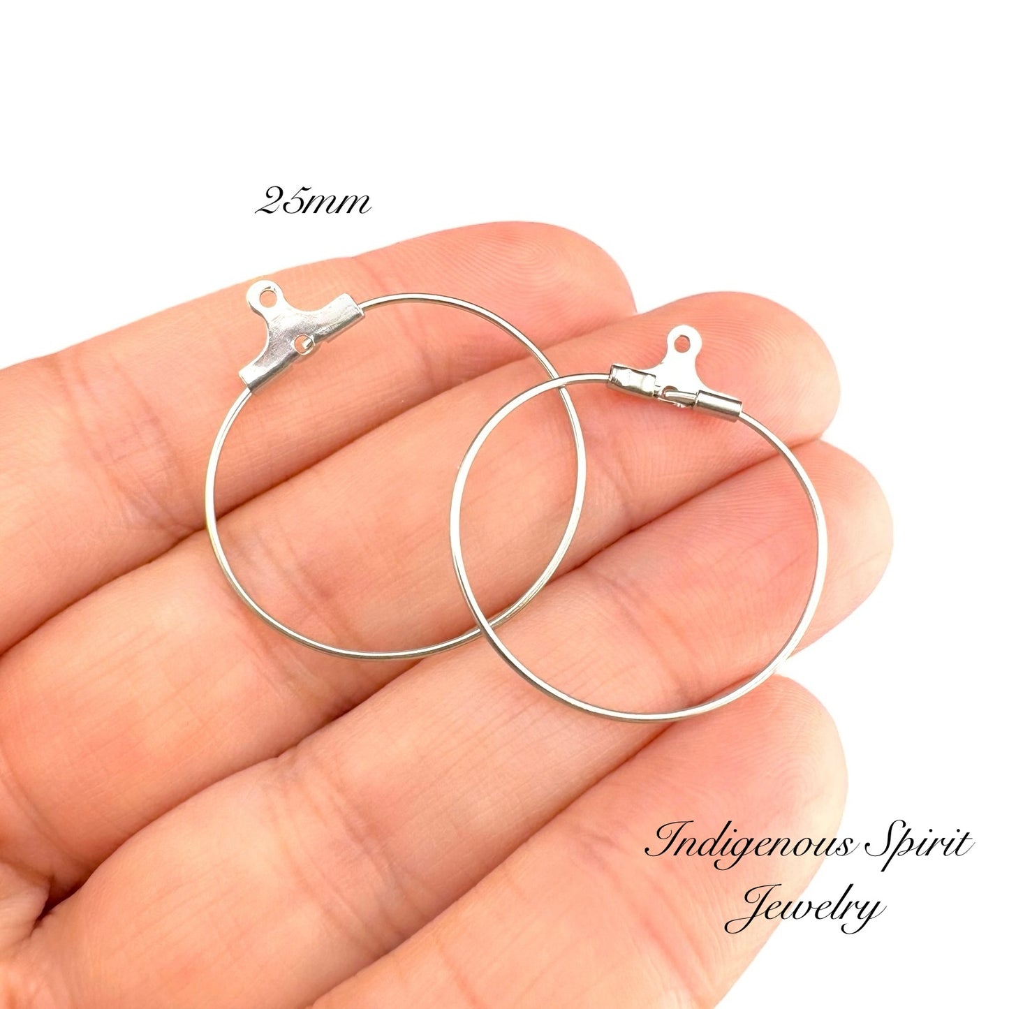 Stainless Steel Ear Wire Hoops - Silver
