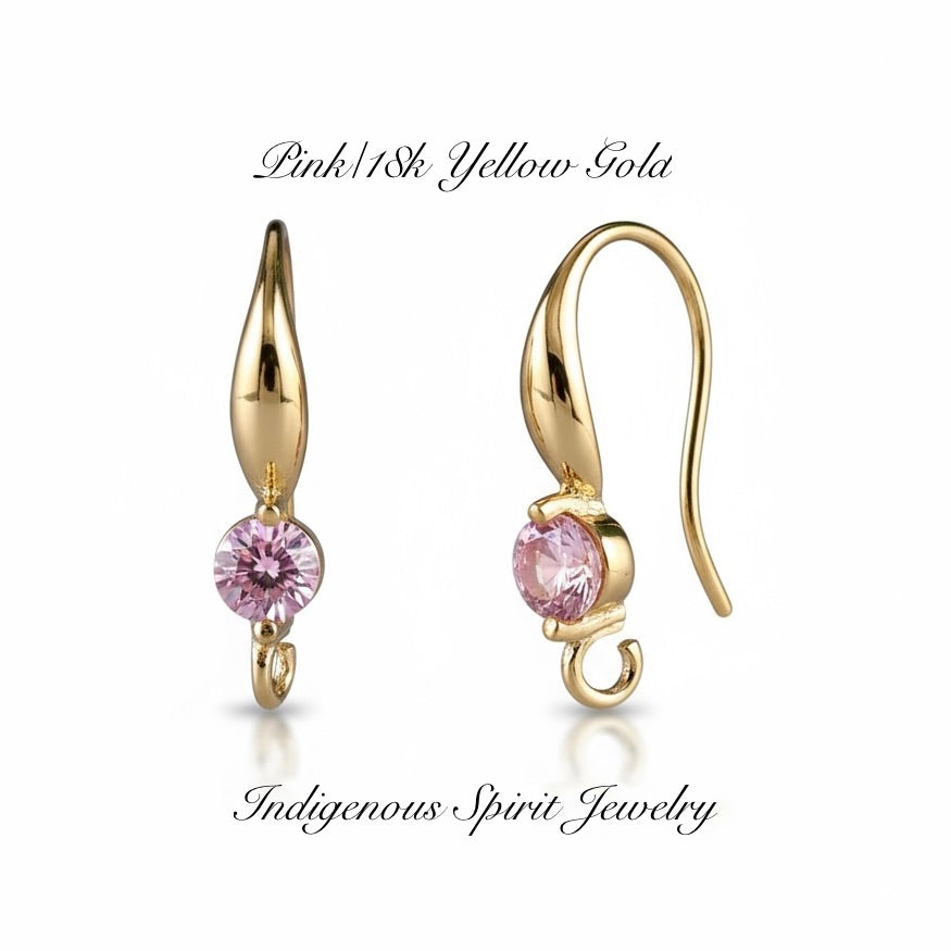 18k Gold Plated Hooks with Zircon Stones