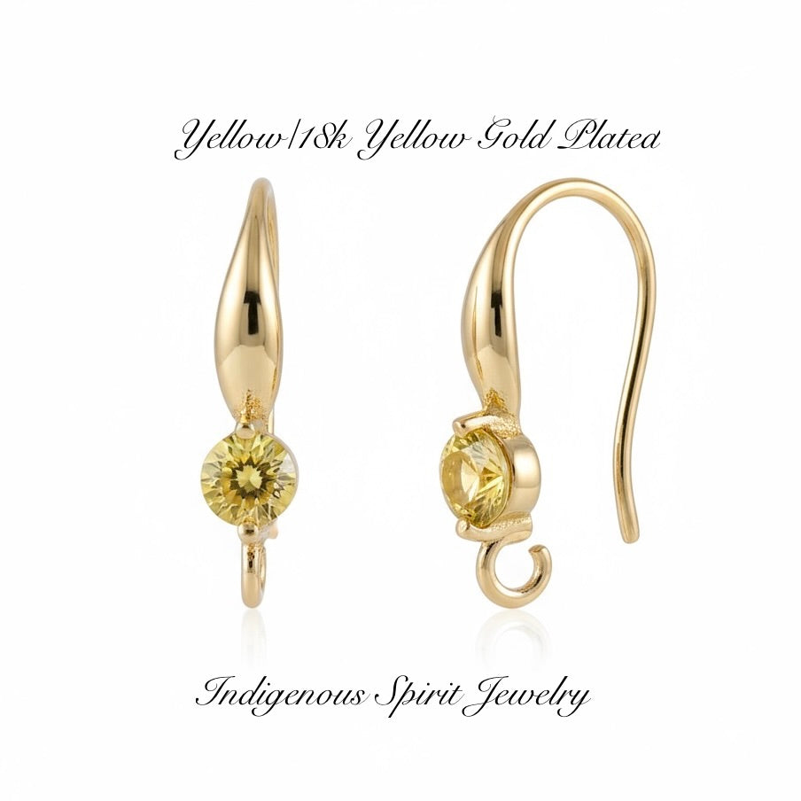 18k Gold Plated Hooks with Zircon Stones